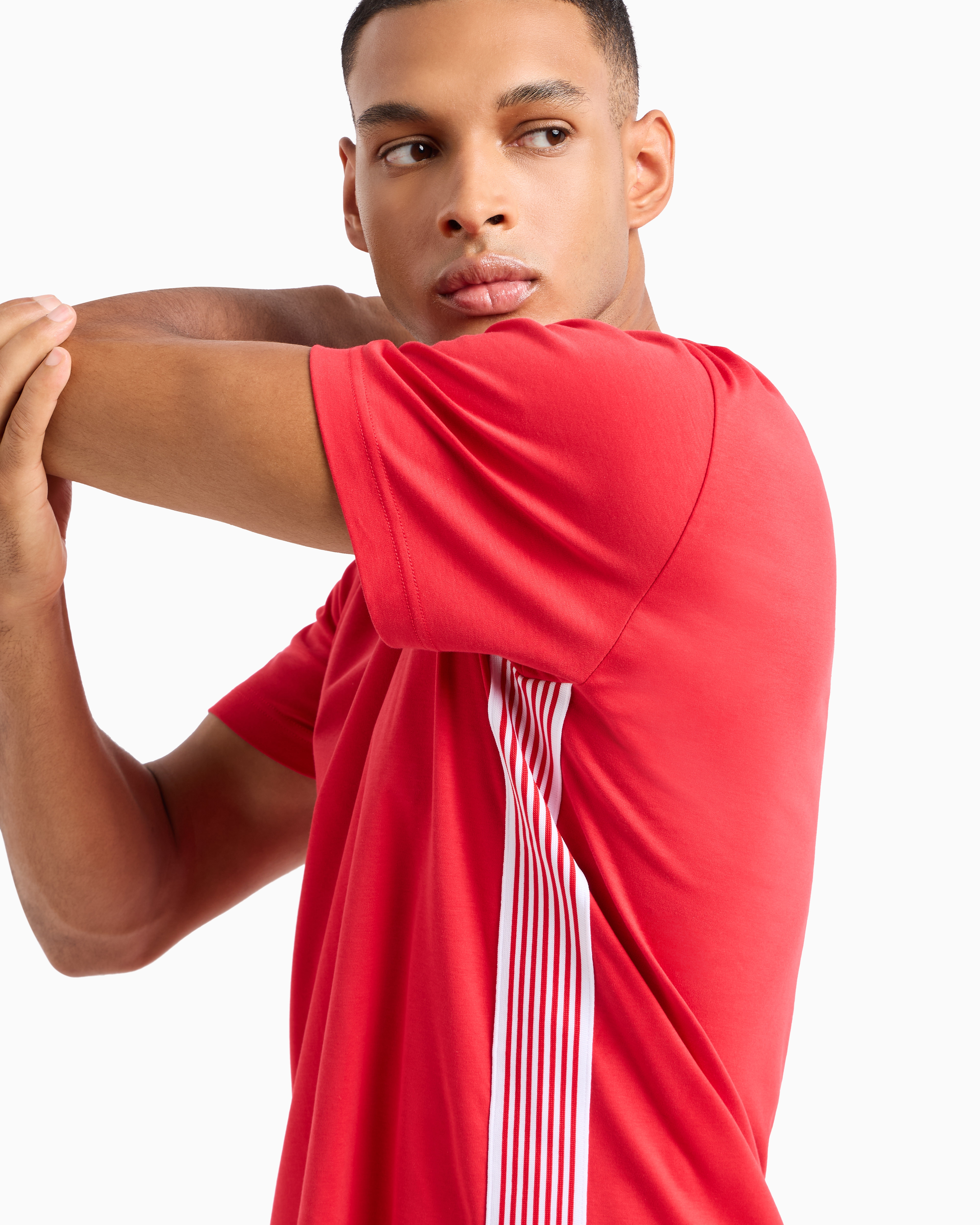 Ea7 Official Store 7 Lines Cotton Crew-neck T-shirt In Red