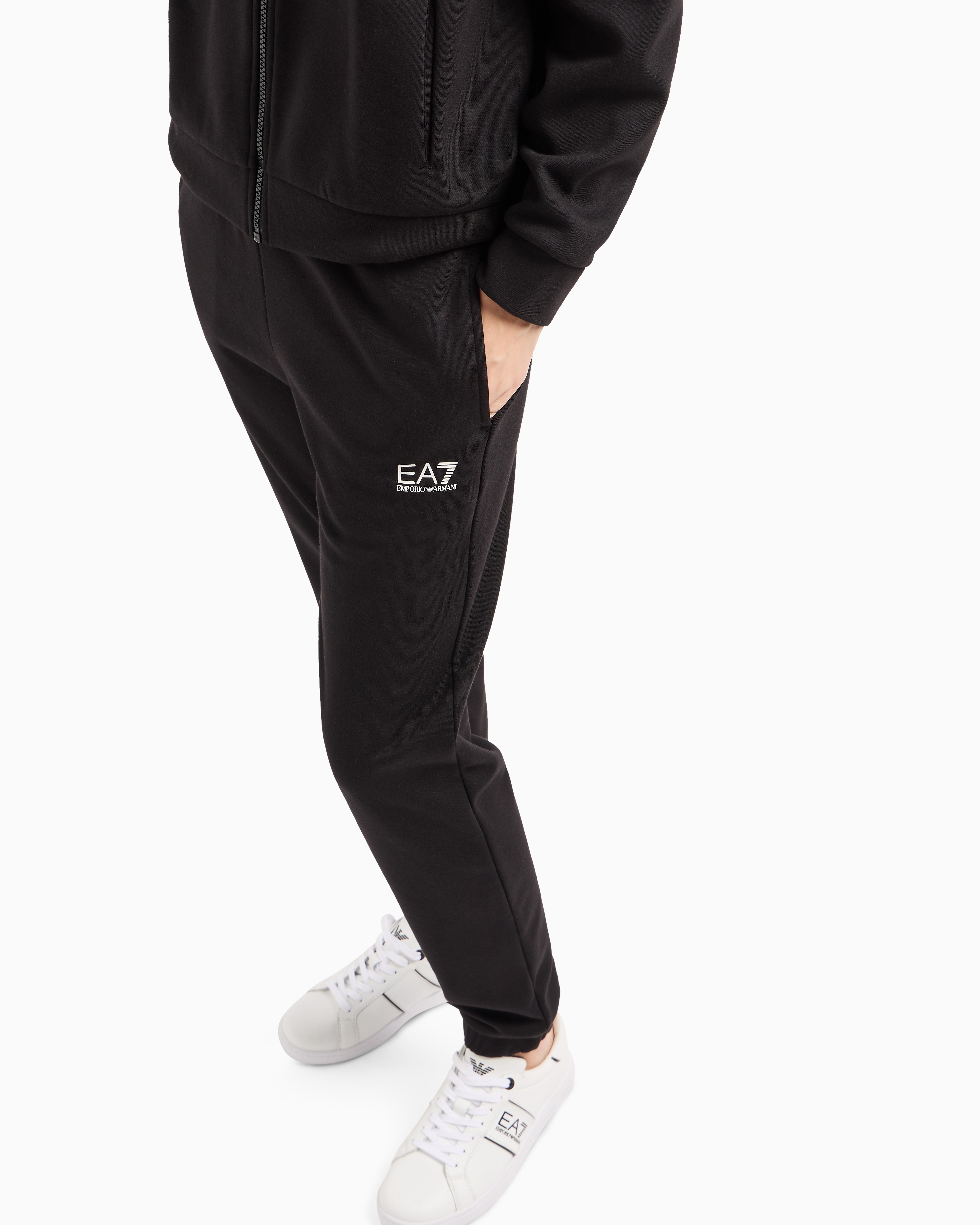 Ea7 Official Store Logo Series Cotton-blend Tracksuit In Black