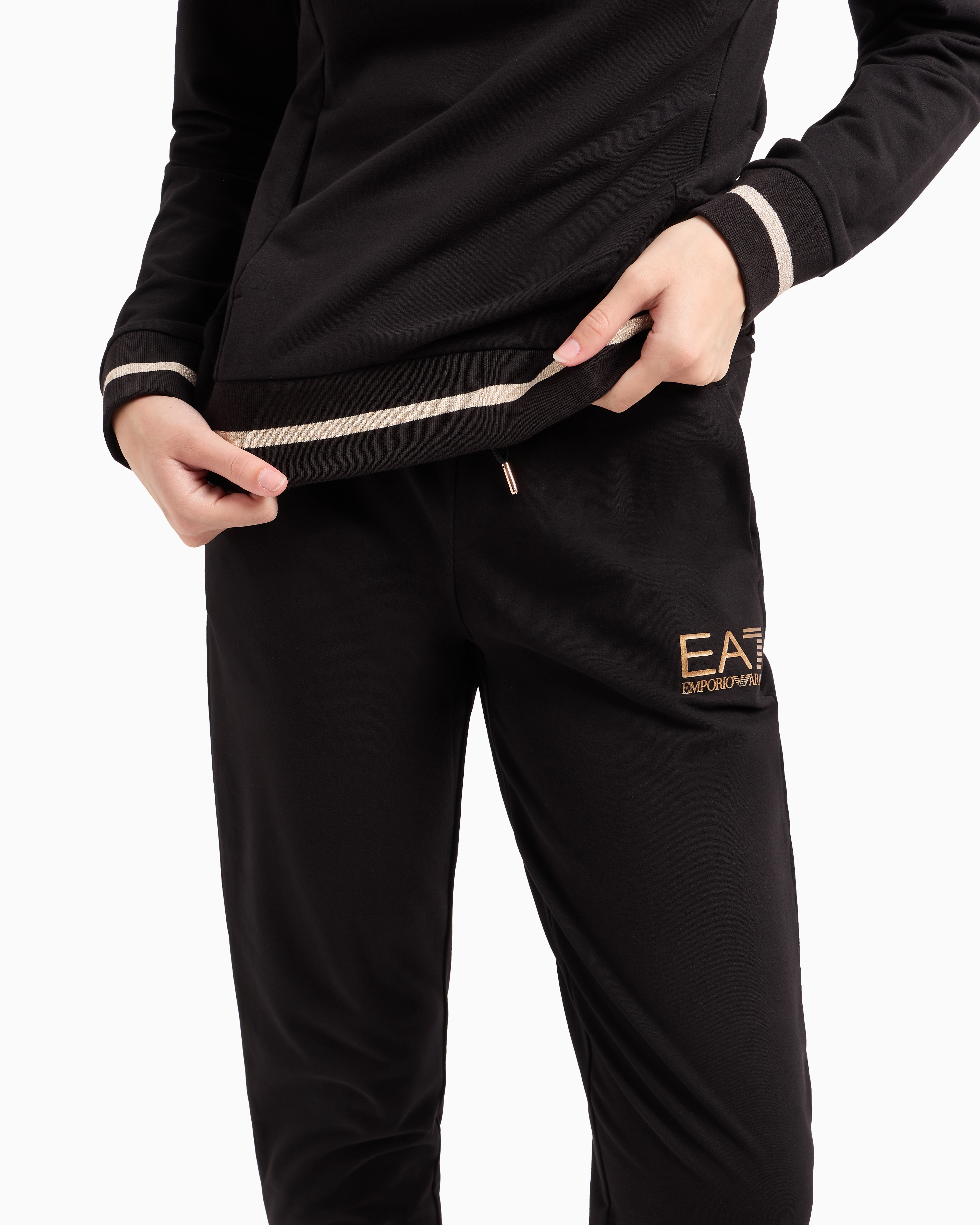 Ea7 Official Store Core Lady Stretch-cotton Tracksuit In Black