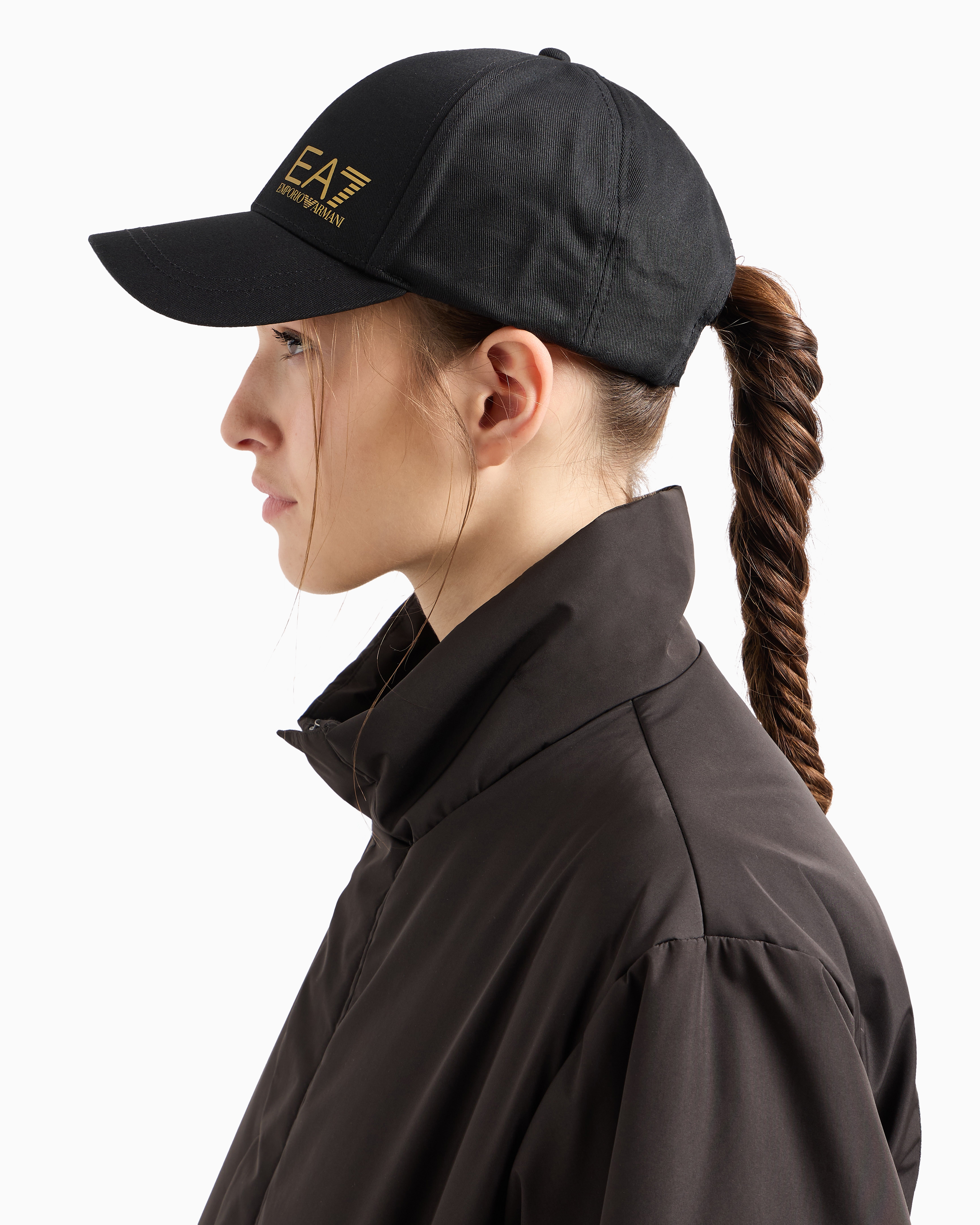 Shop Ea7 Train Core Cotton Baseball Cap In Black