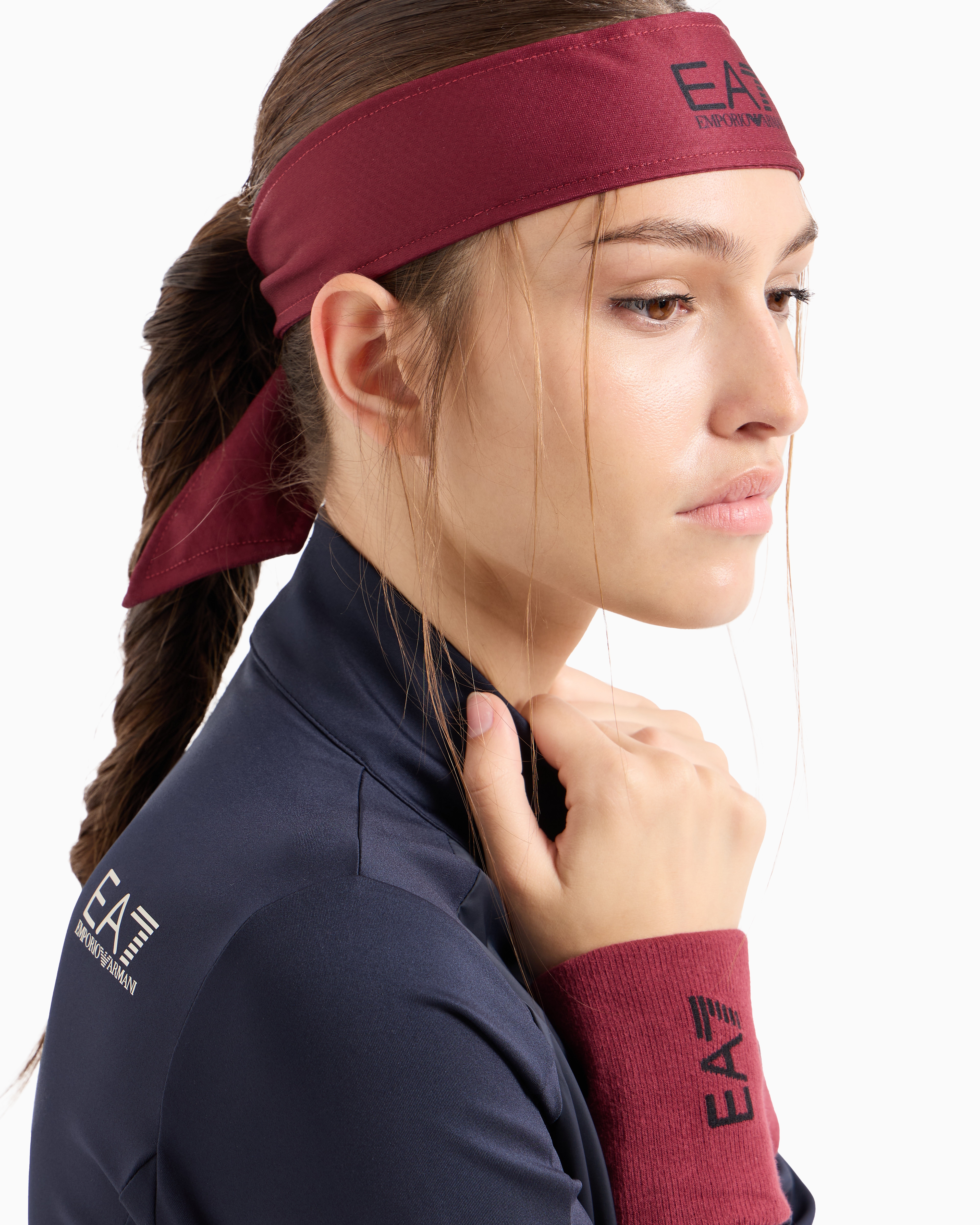 Shop Ea7 Tennis Pro Stretch-cotton Blend Wristbands In Bordeaux