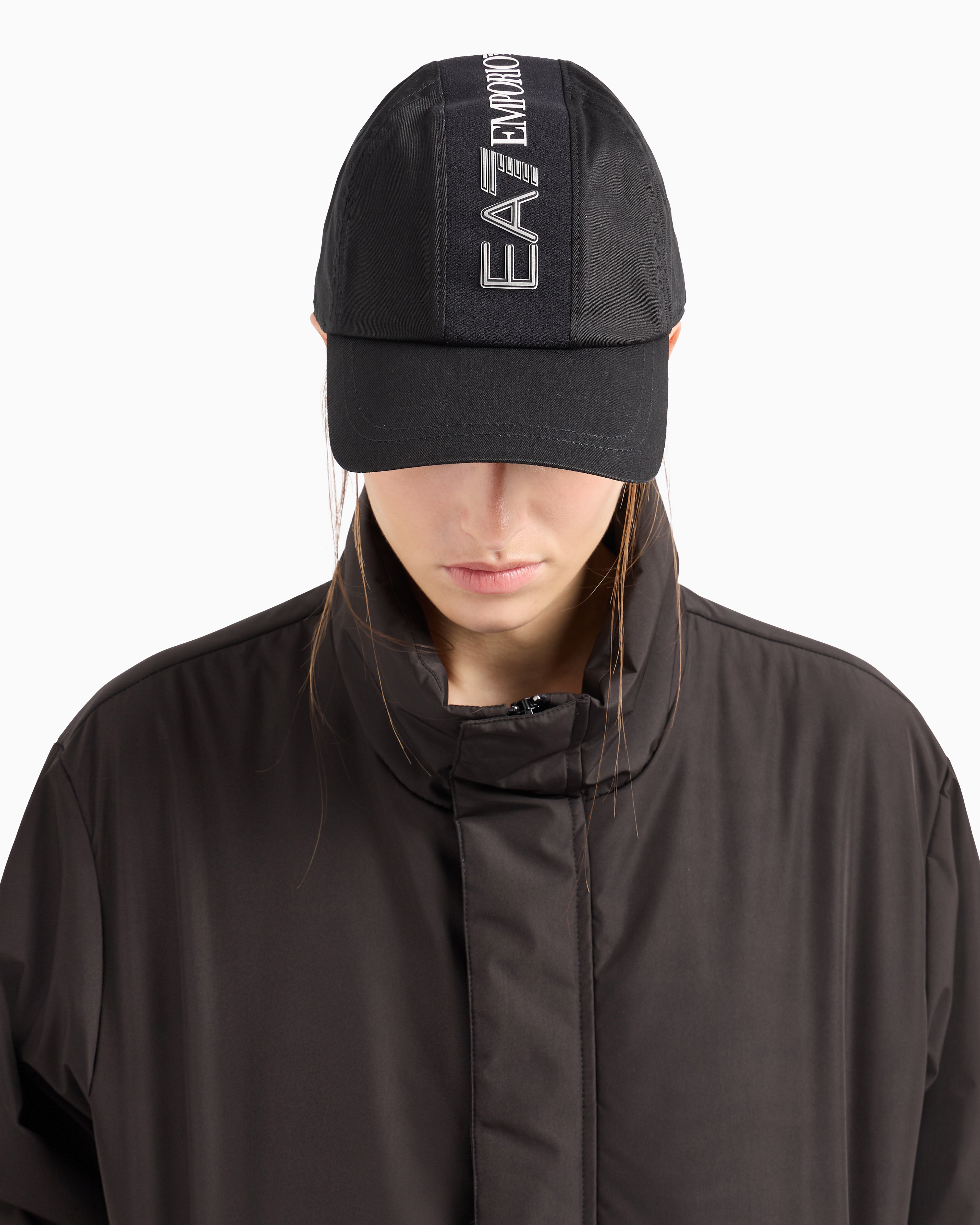 Shop Ea7 Cotton Baseball Cap With Logo Tape In Black