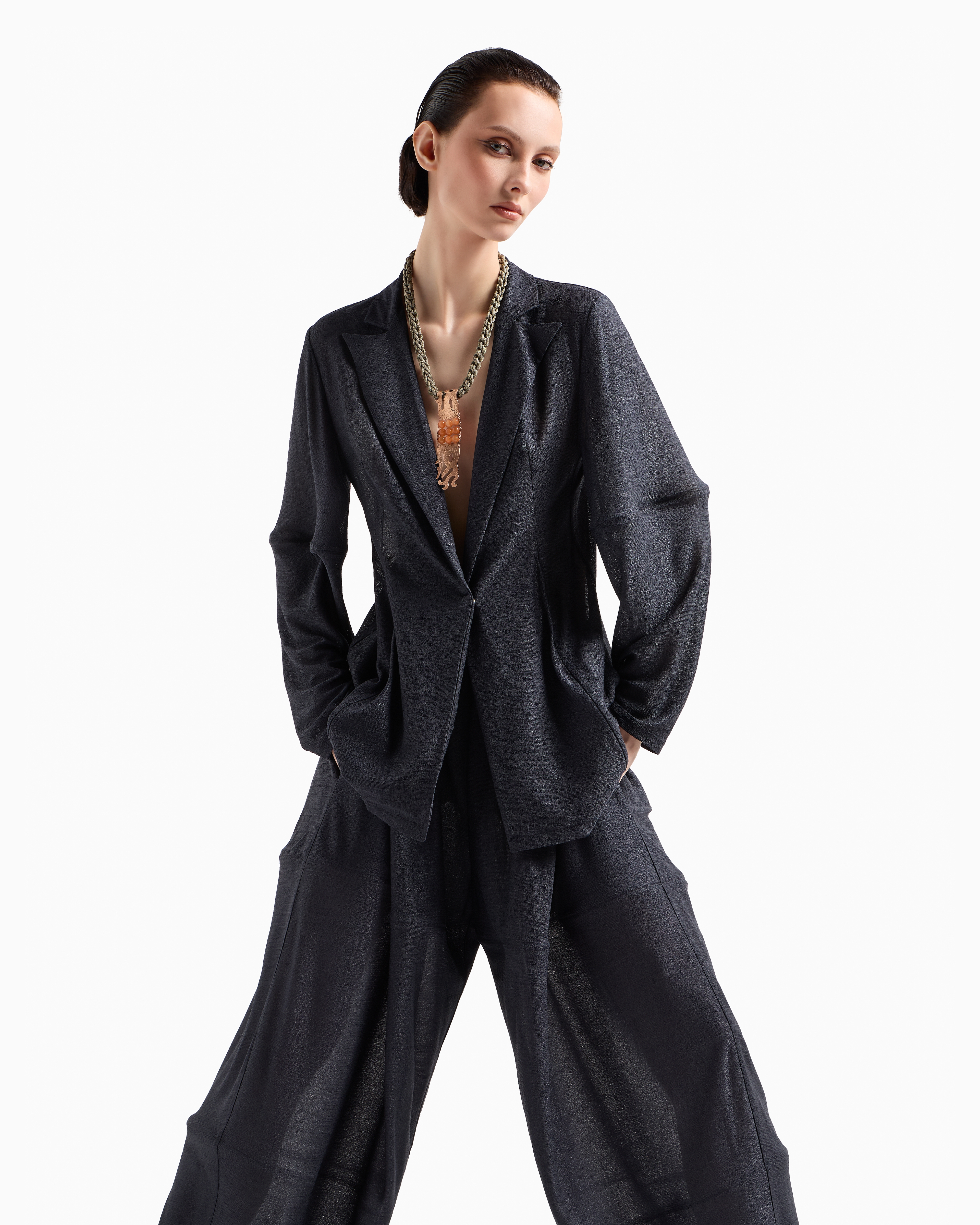 Giorgio Armani Single-breasted Jacket In Light Viscose Jersey