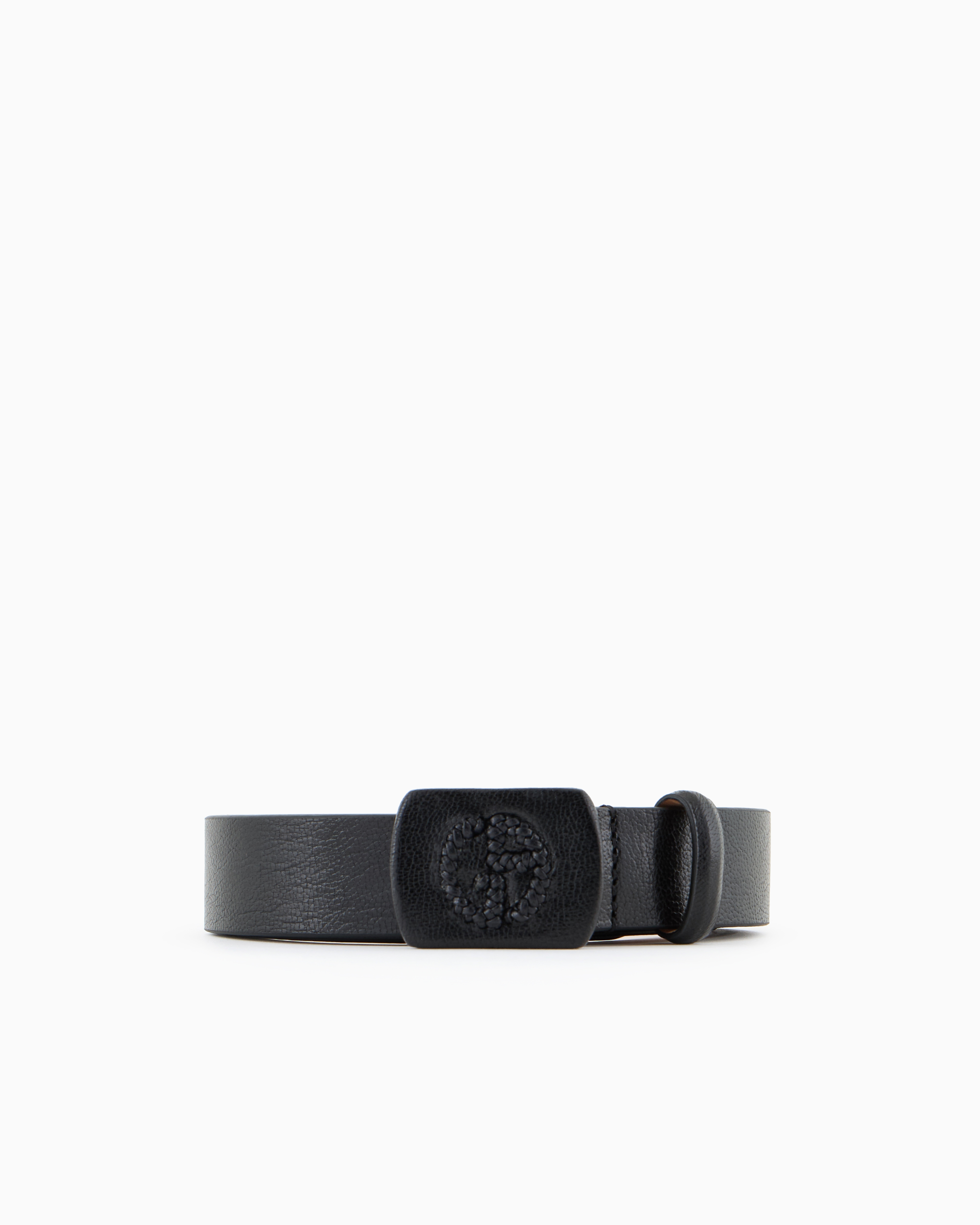 Giorgio Armani Official Store Vintage-effect Leather Belt In Black