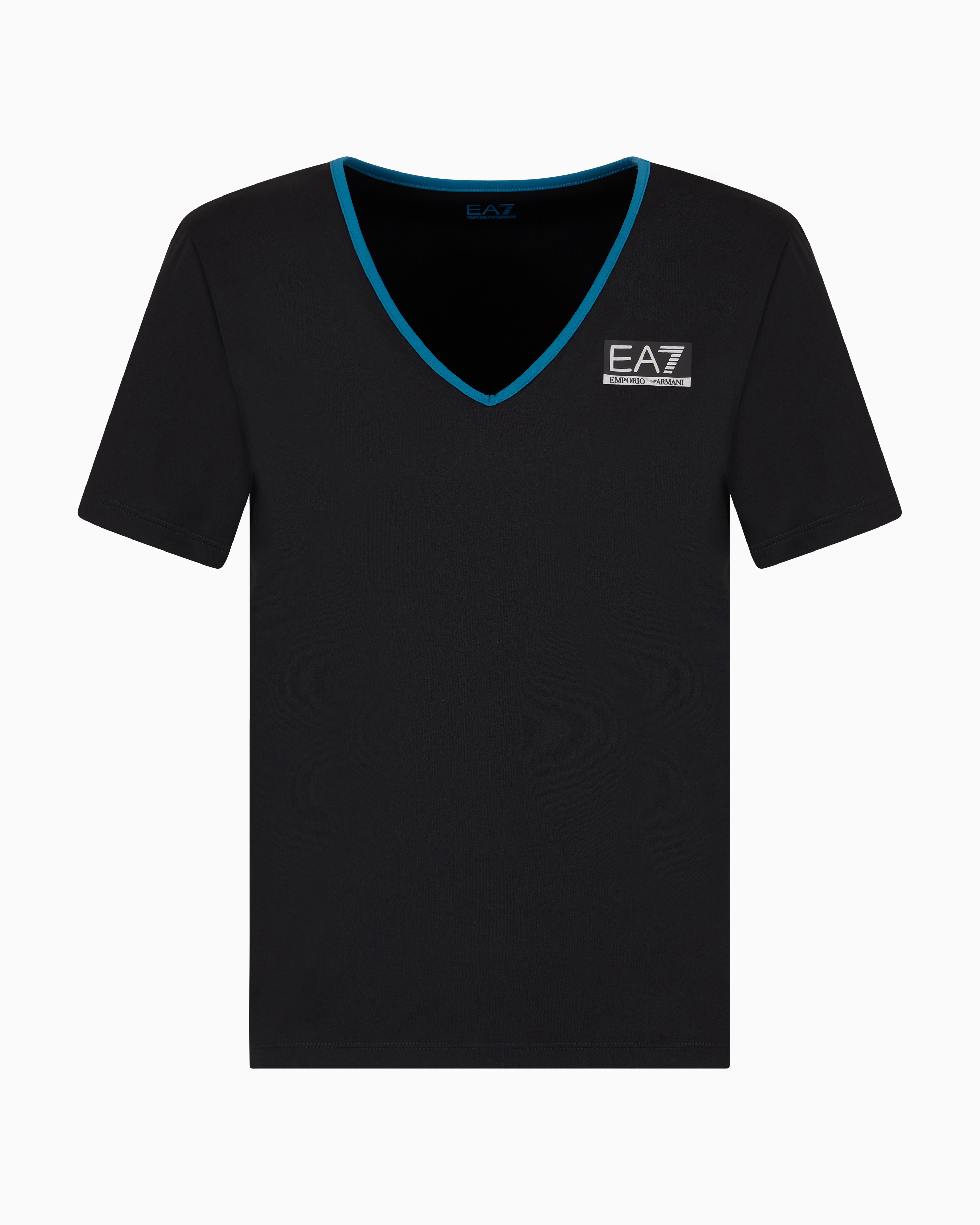 Ea7 Official Store Dynamic Athlete T-shirt Mit V-ausschnitt Aus Ventus7-funktionsgewebe In Black