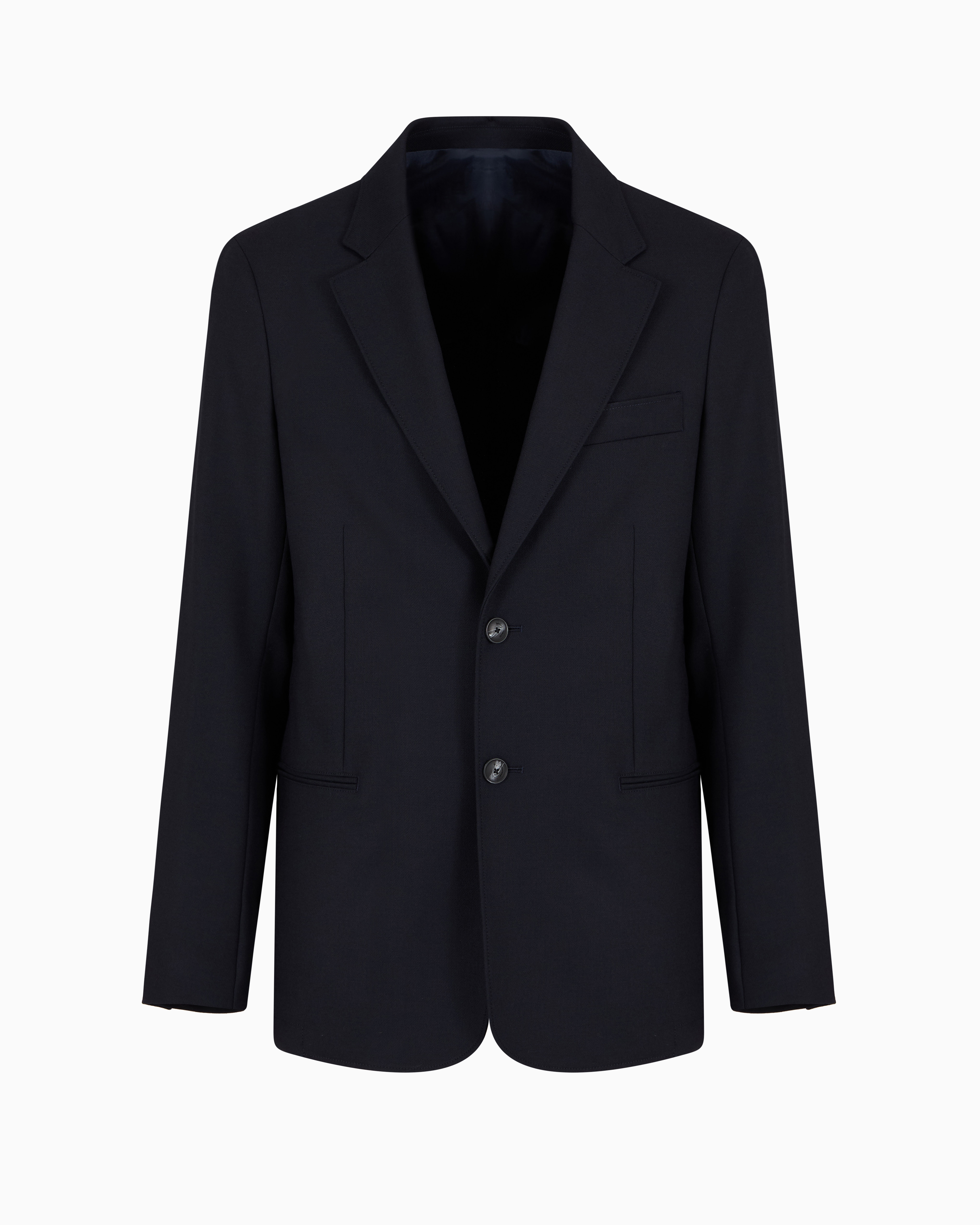 Emporio Armani Official Store Single-breasted Blazer In A Virgin Wool Blend In Navy Blue