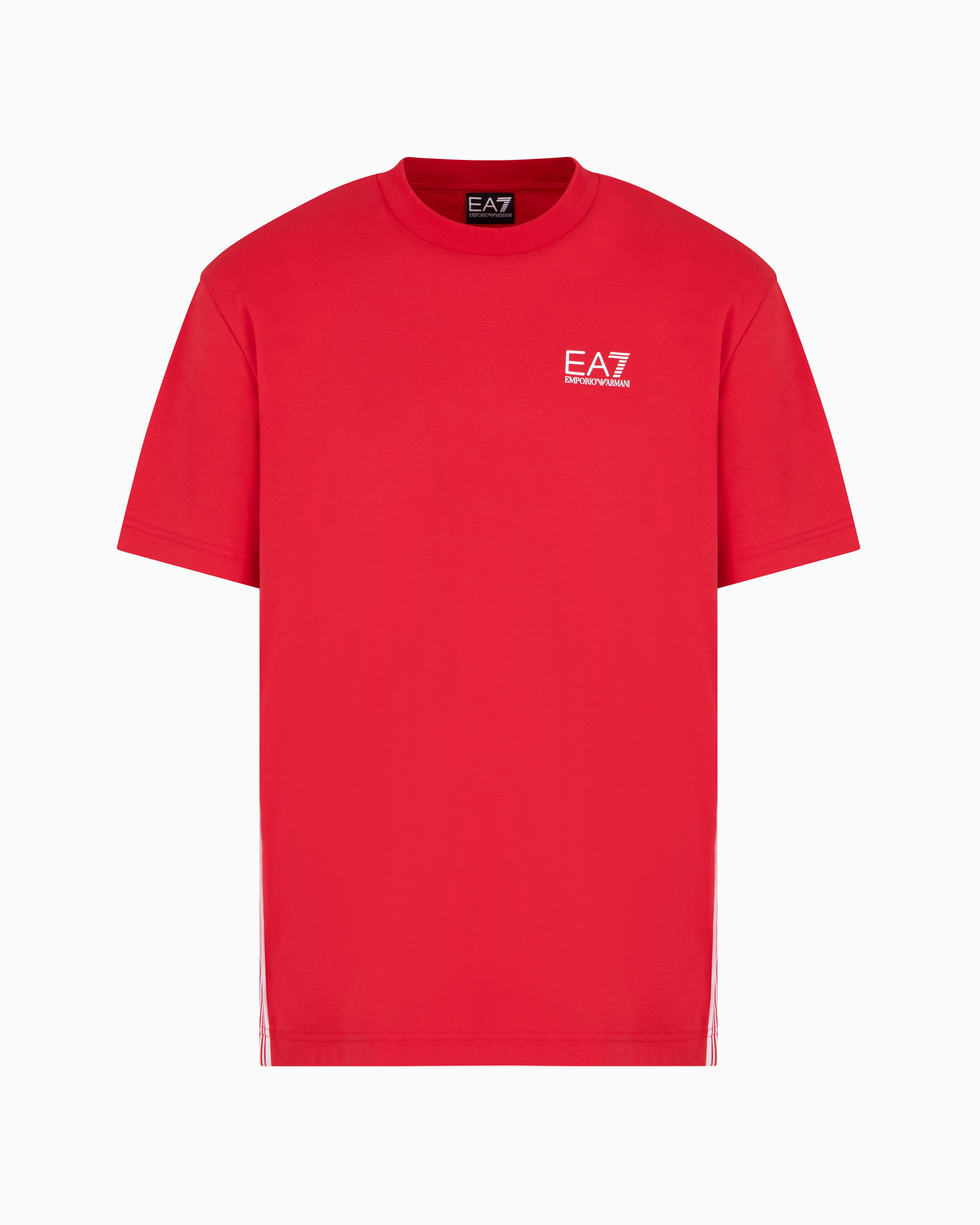 Ea7 Official Store 7 Lines Cotton Crew-neck T-shirt In Red