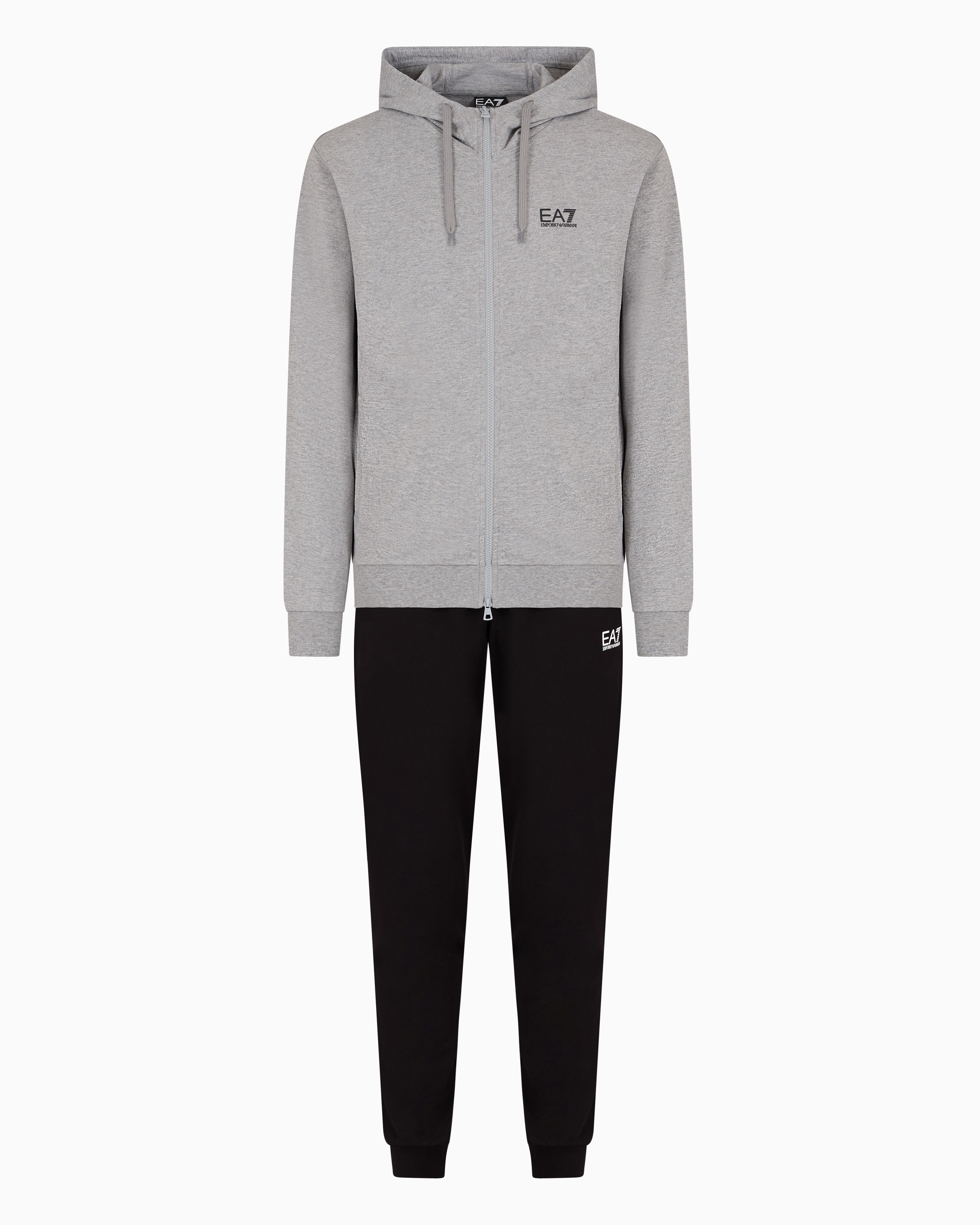 Ea7 Official Store Core Identity Cotton Tracksuit In Gray