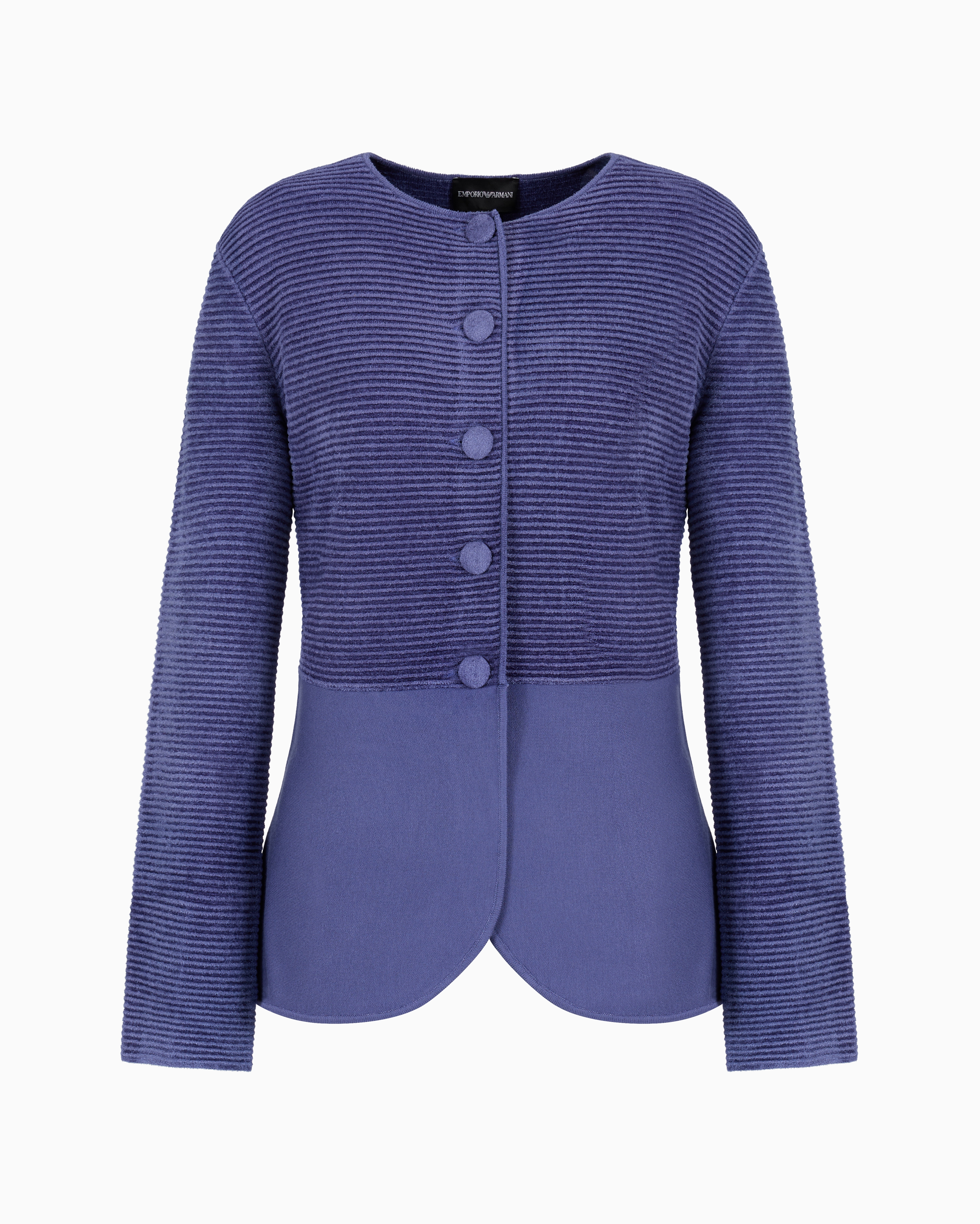 Emporio Armani Official Store Cardigan Aus Ottoman-gewebe Mit Basquine In Purple