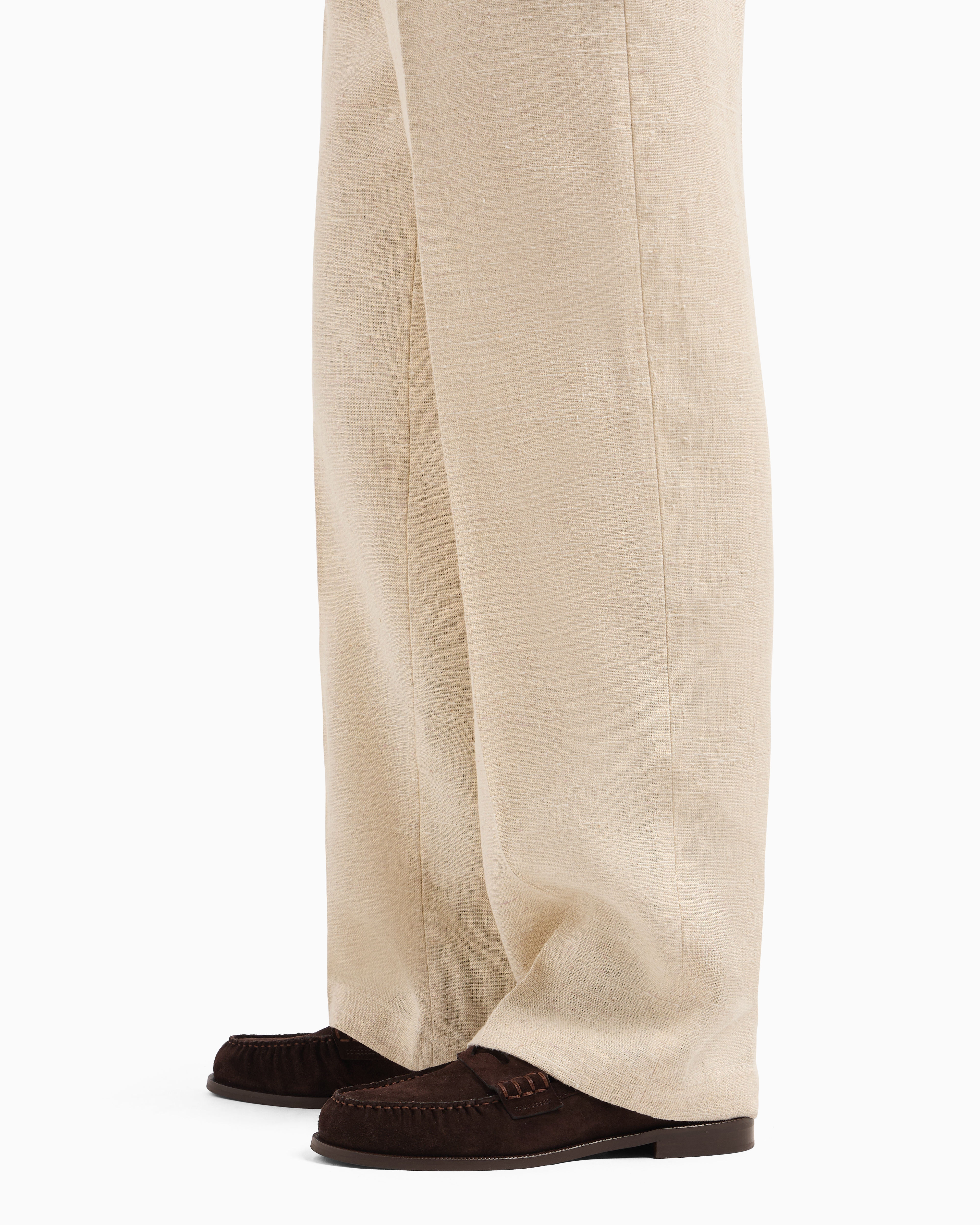 パンツ EMPORIO ARMANI 100% Linen Pants Emporio Armani Men's Superfine Linen Blend Trousers, White