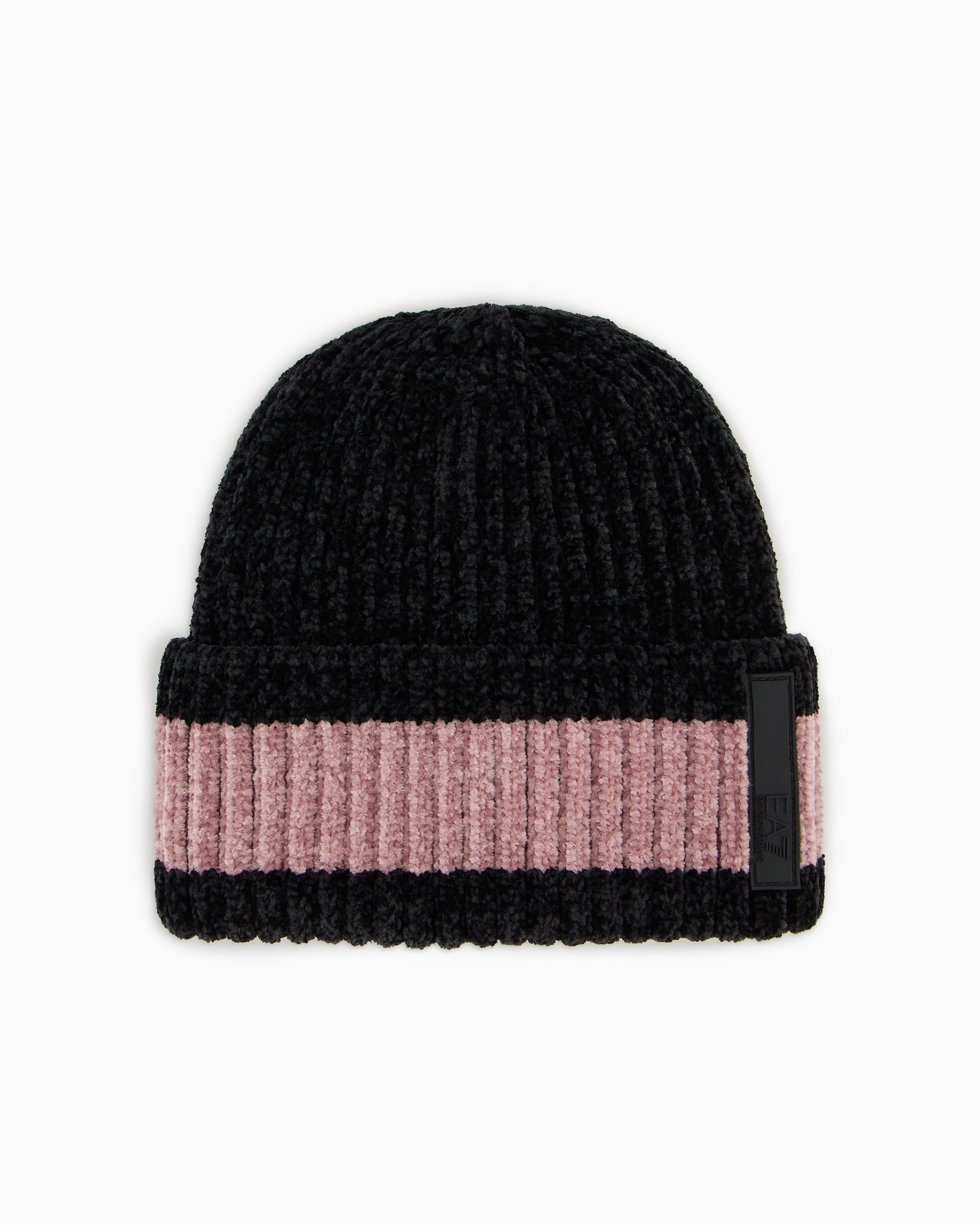 Shop Ea7 Two-tone Chenille Beanie In Pink