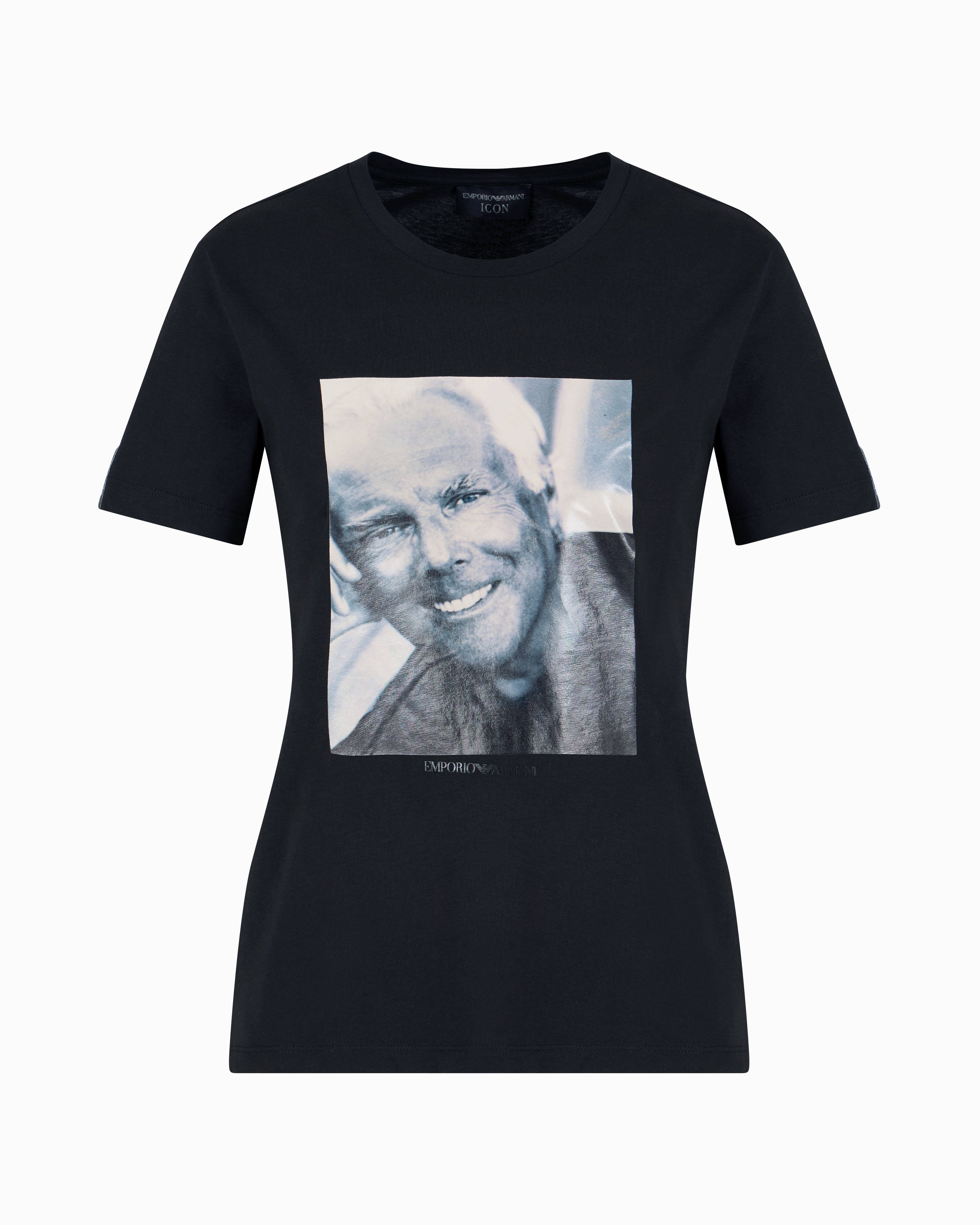Emporio Armani Official Store T-shirt Der Icon-sonderkollektion Aus Supima-jersey Mit Foto-print Von Giorgio Armani In Schwarz