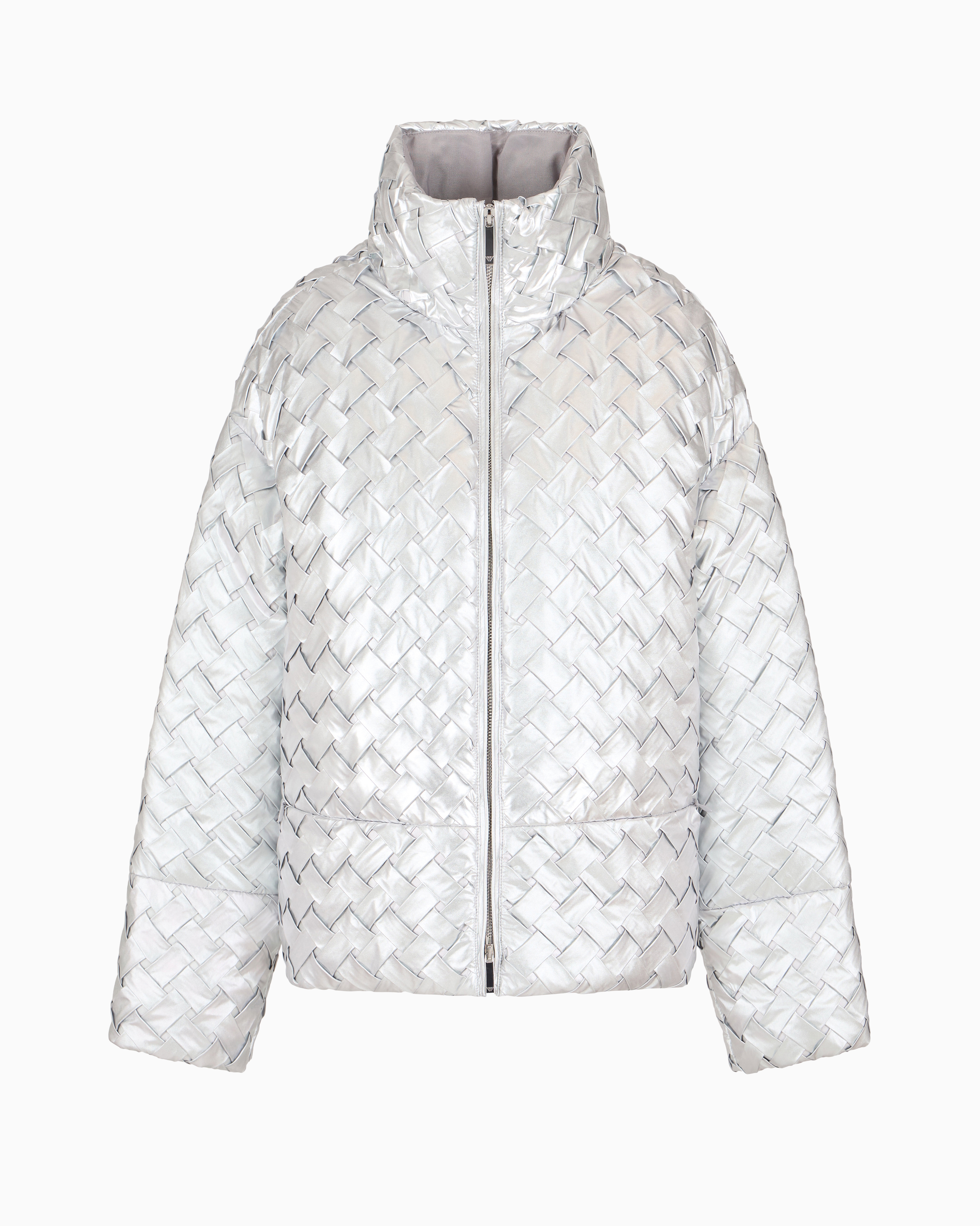 Emporio Armani Official Store Full-zip Jacket In Woven Technical Fabric In Argent