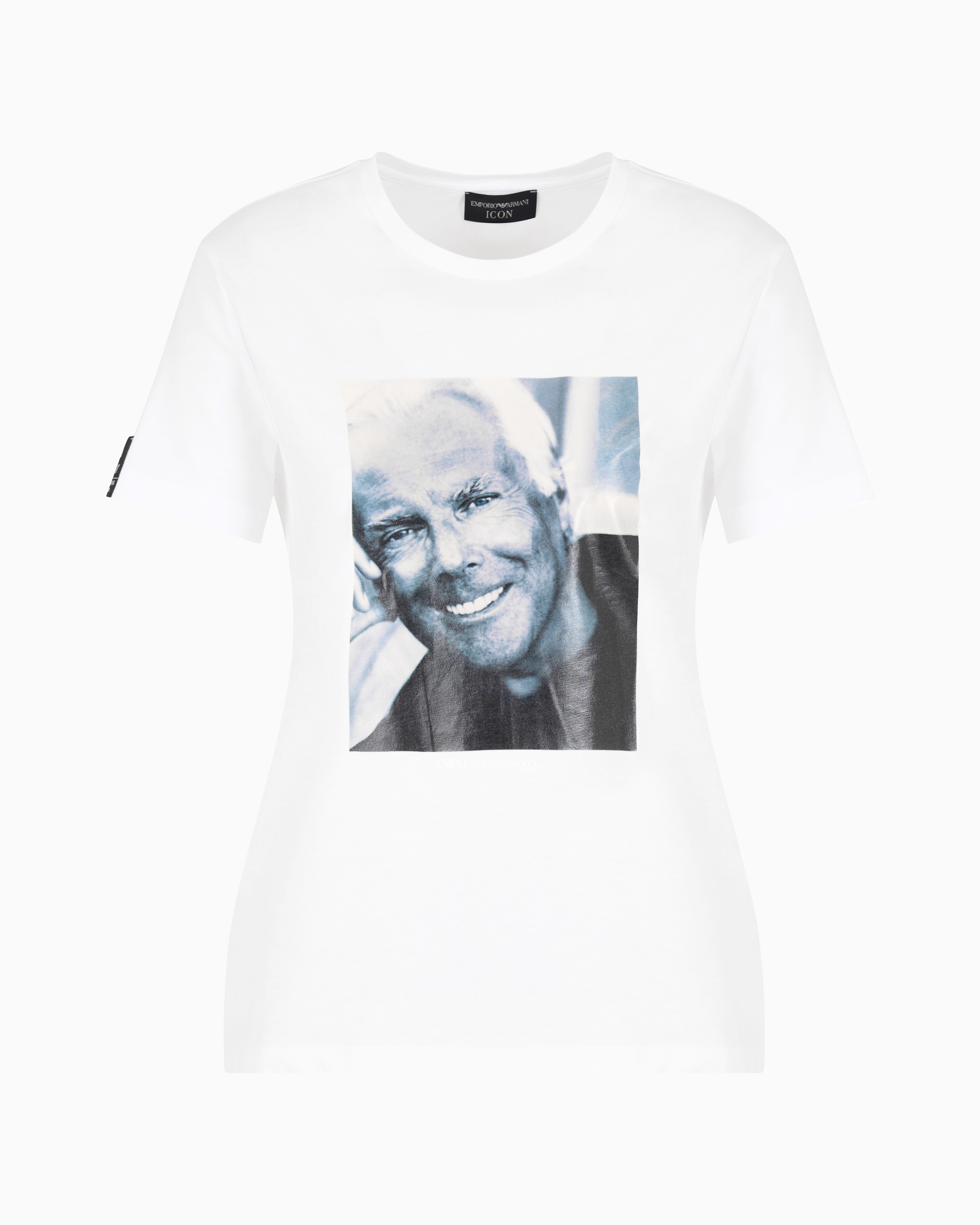 Emporio Armani Official Store T-shirt Der Icon-sonderkollektion Aus Supima-jersey Mit Foto-print Von Giorgio Armani In Weiss
