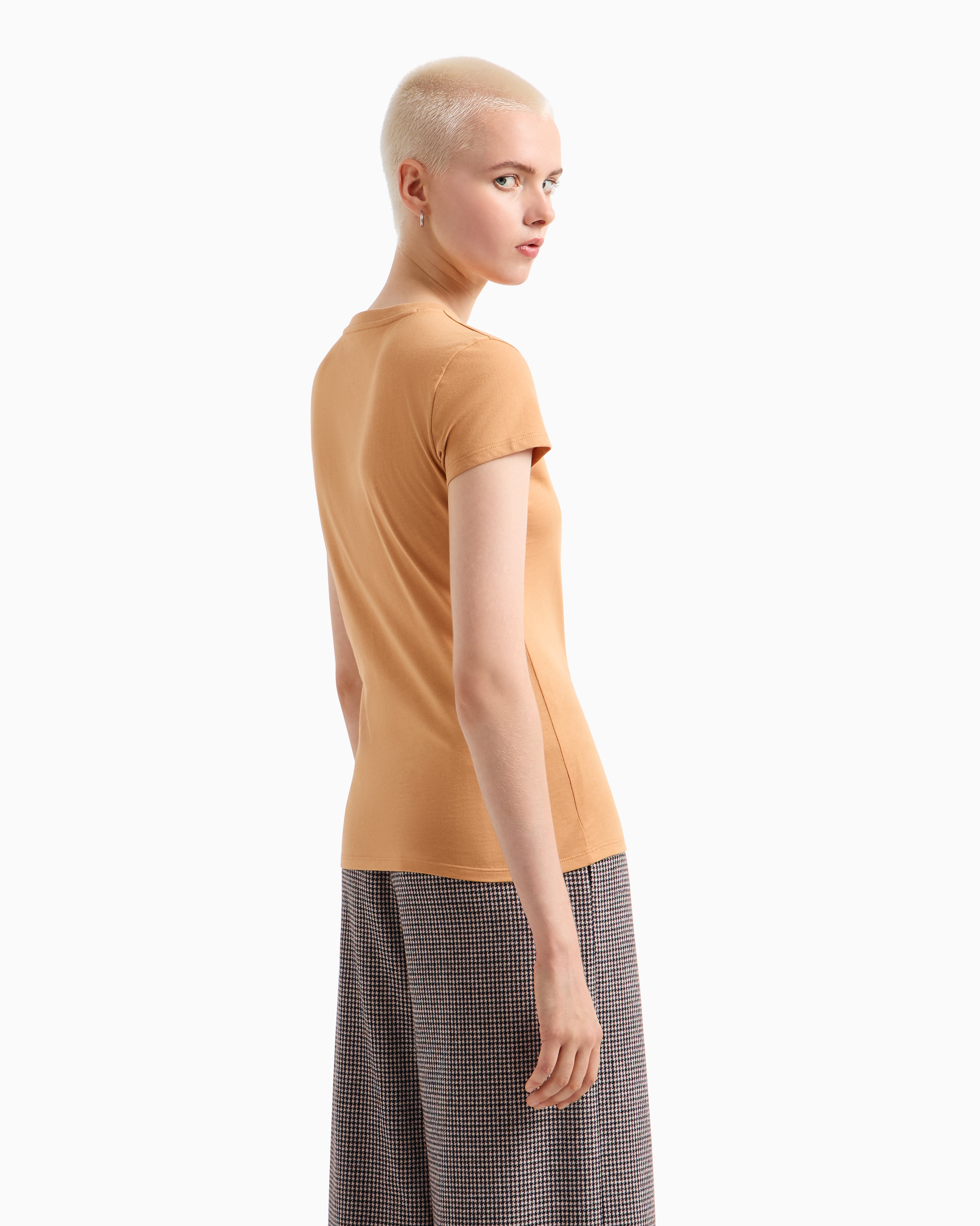 Shop Armani Exchange Slim Fit T-shirt In Stretch Cotton Jersey In Camel