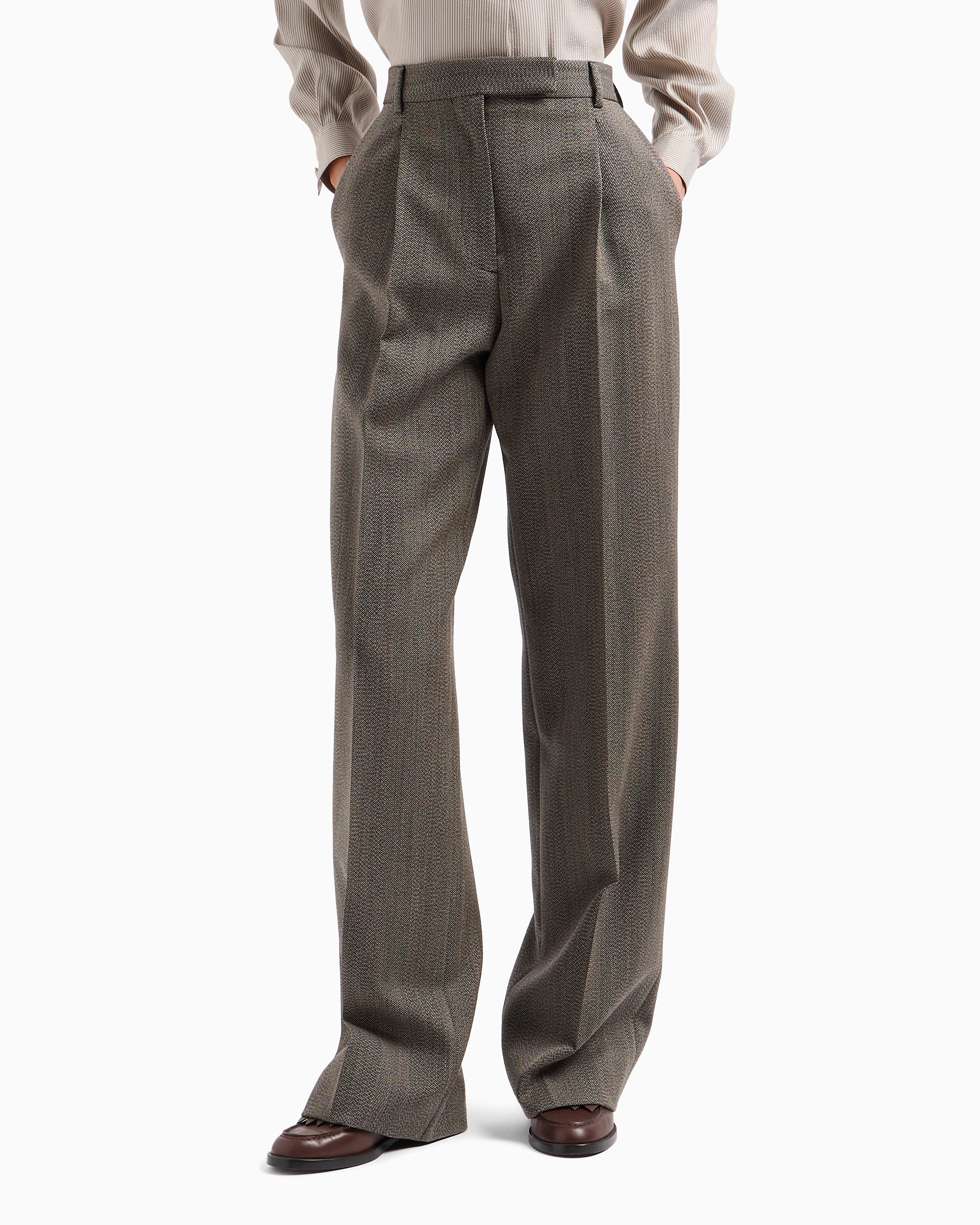 Emporio Armani Official Store Formal Pants In Brown