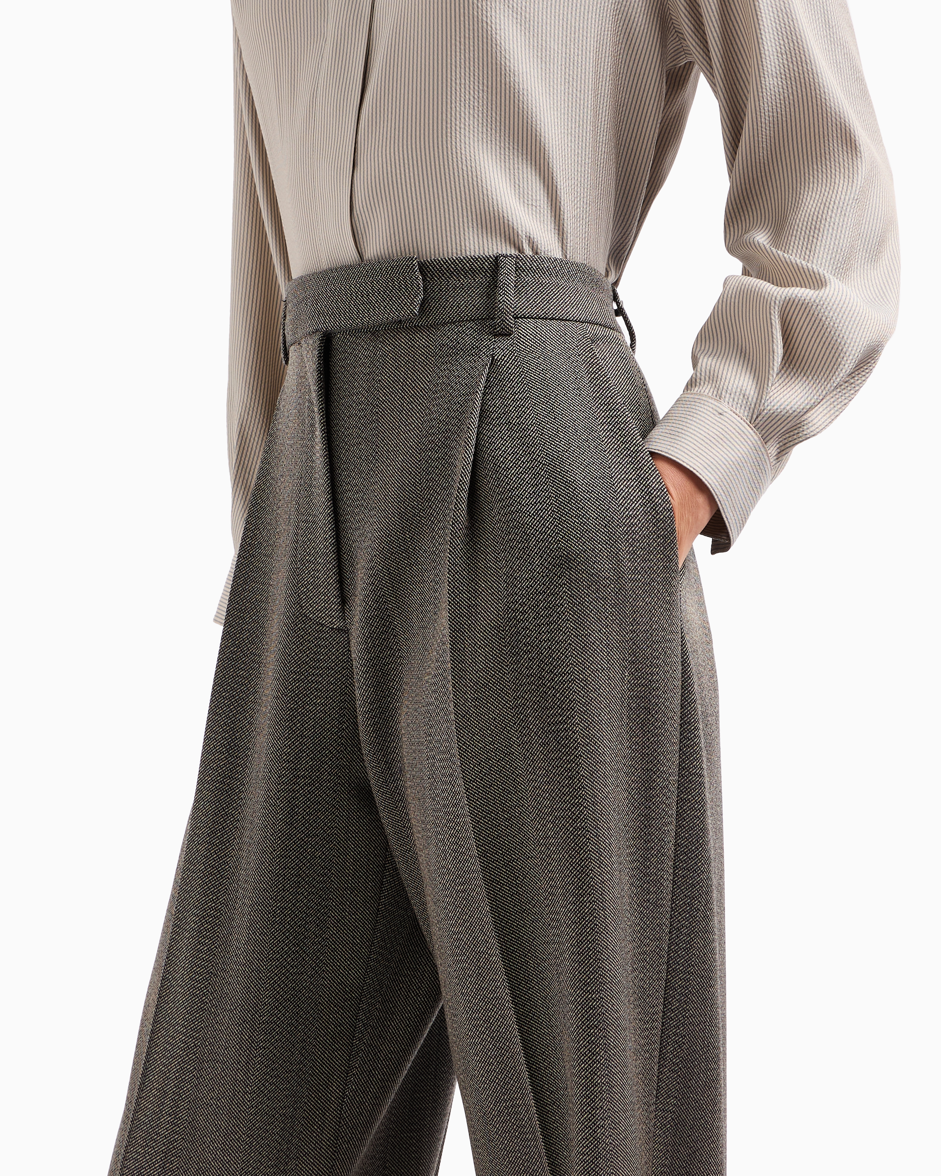Emporio Armani Official Store Formal Pants In Brown