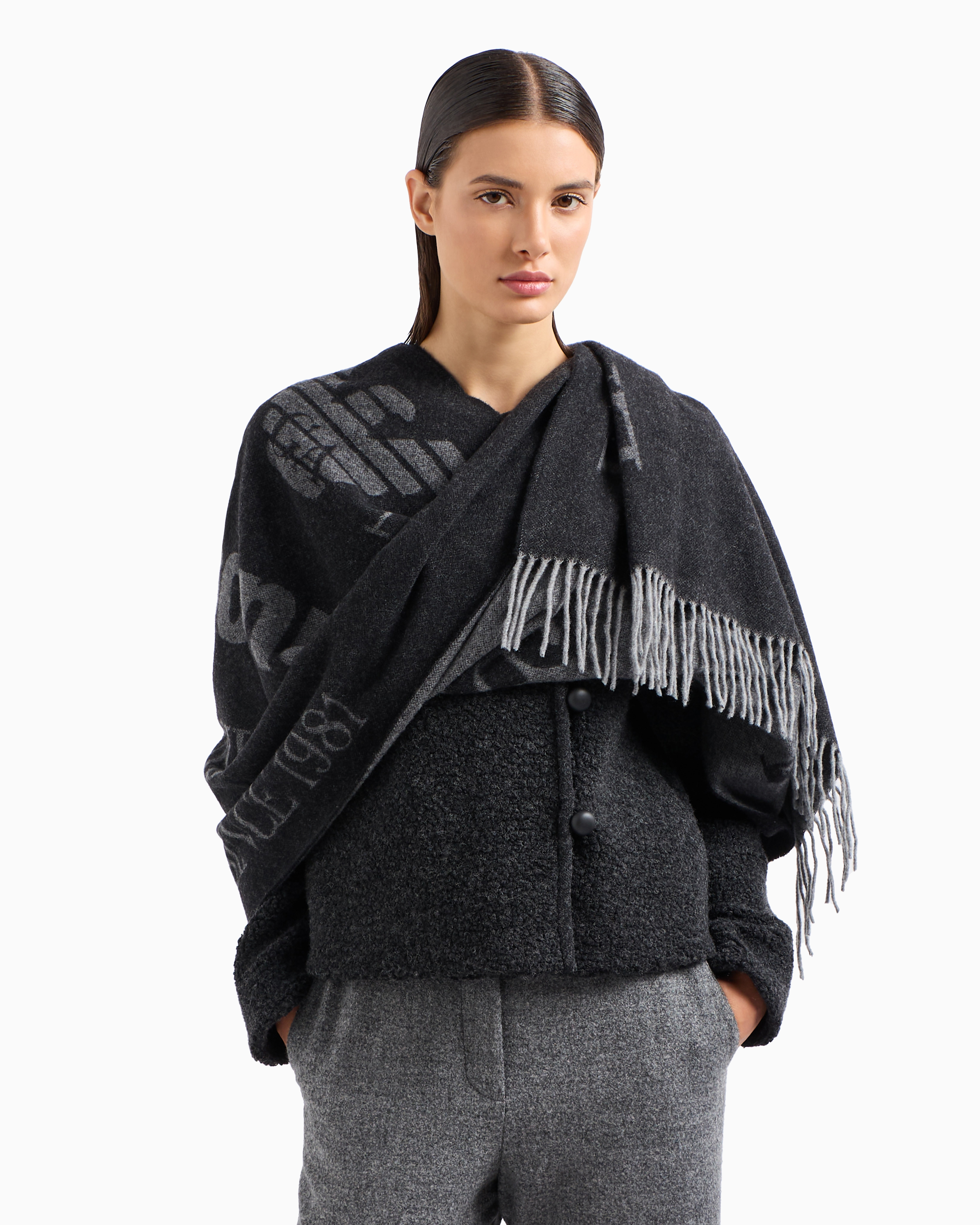 スカーフ EMPORIO ARMANI Woman Neck scarf Denim EW001919AF15834 U8052 Emporio Armani Flamingo Jacquard Scarf | Harrods US
