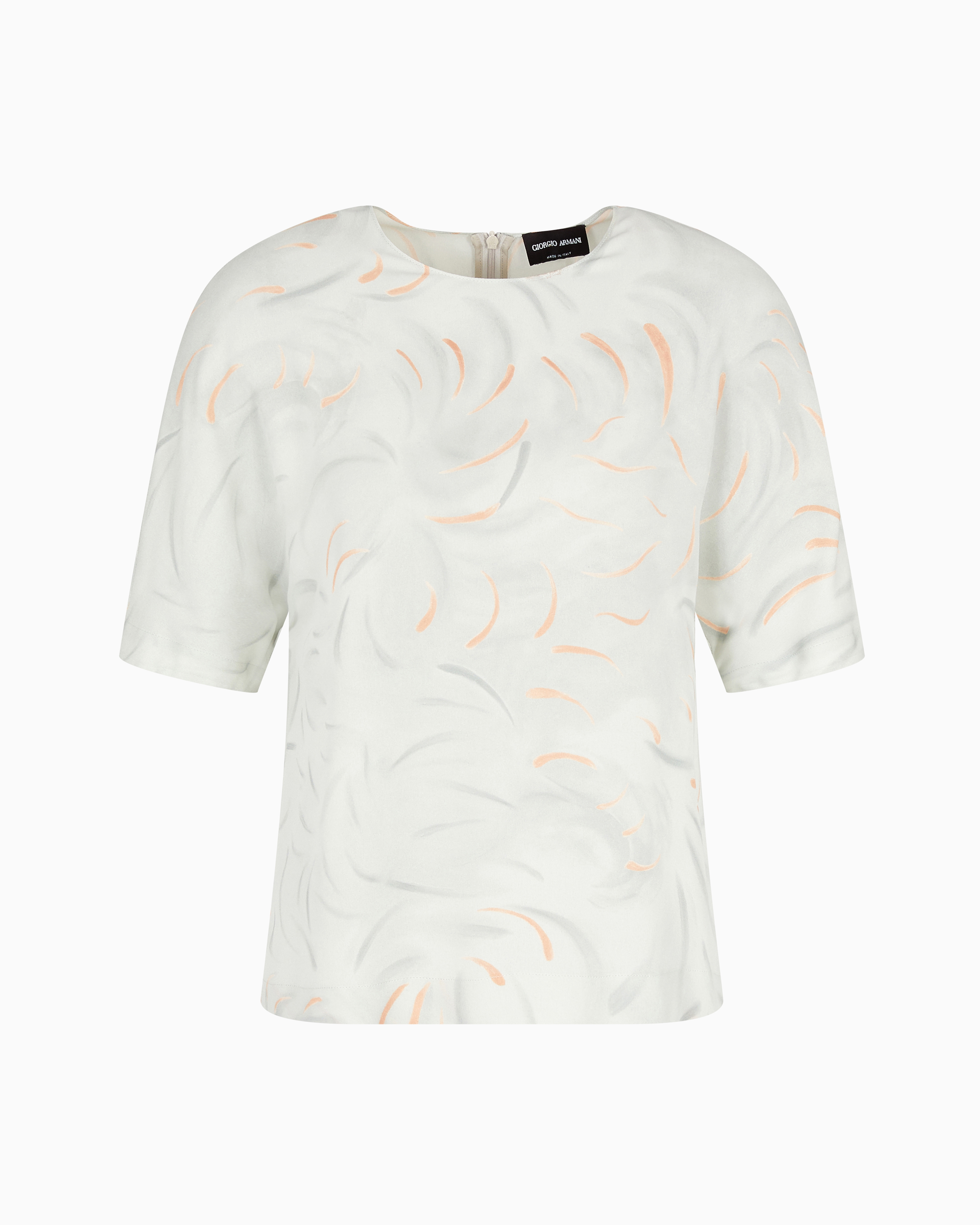Giorgio Armani Mulberry-silk T-shirt In Grey