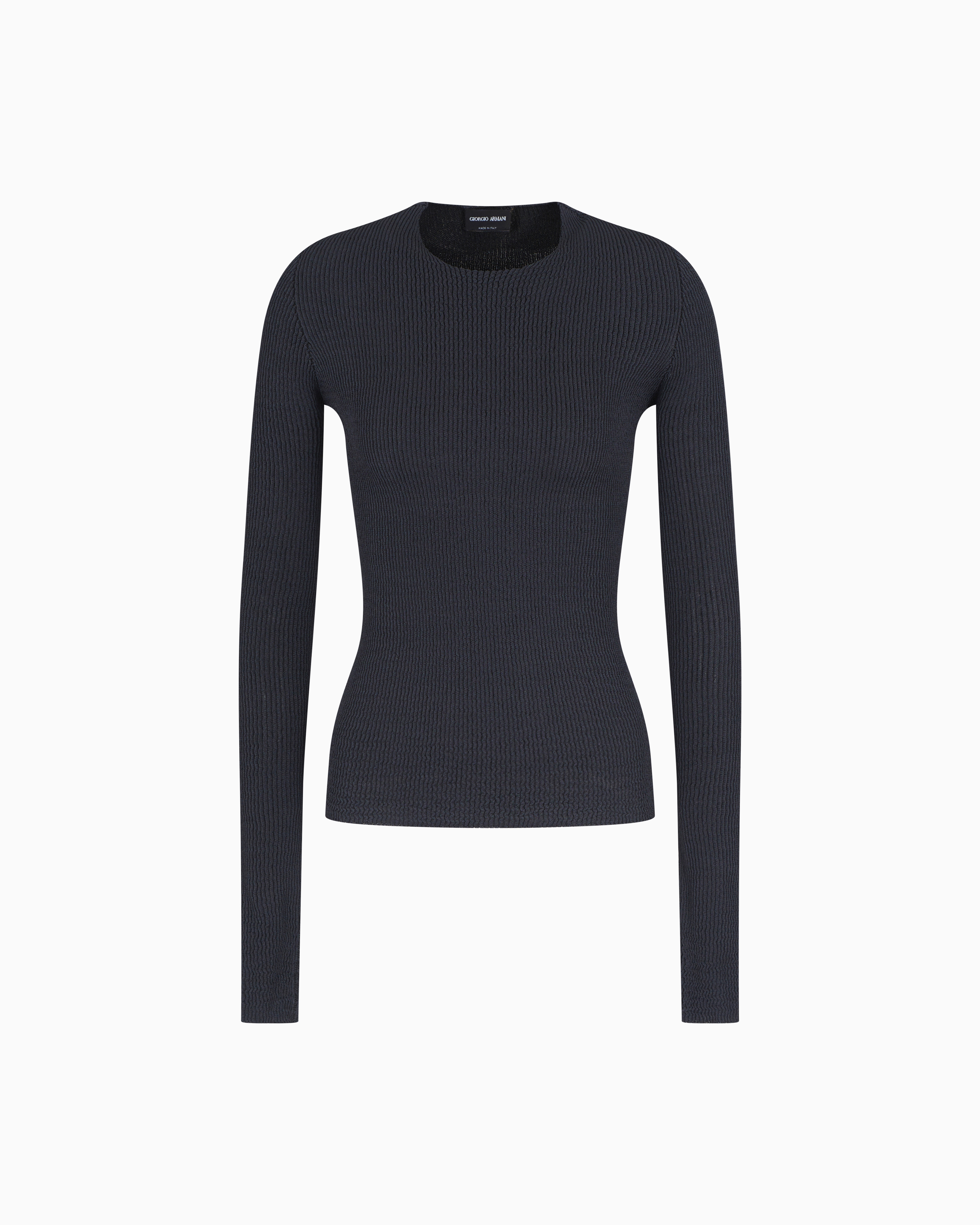 Giorgio Armani Stretch Viscose Blend Crew-neck Jumper In Grey