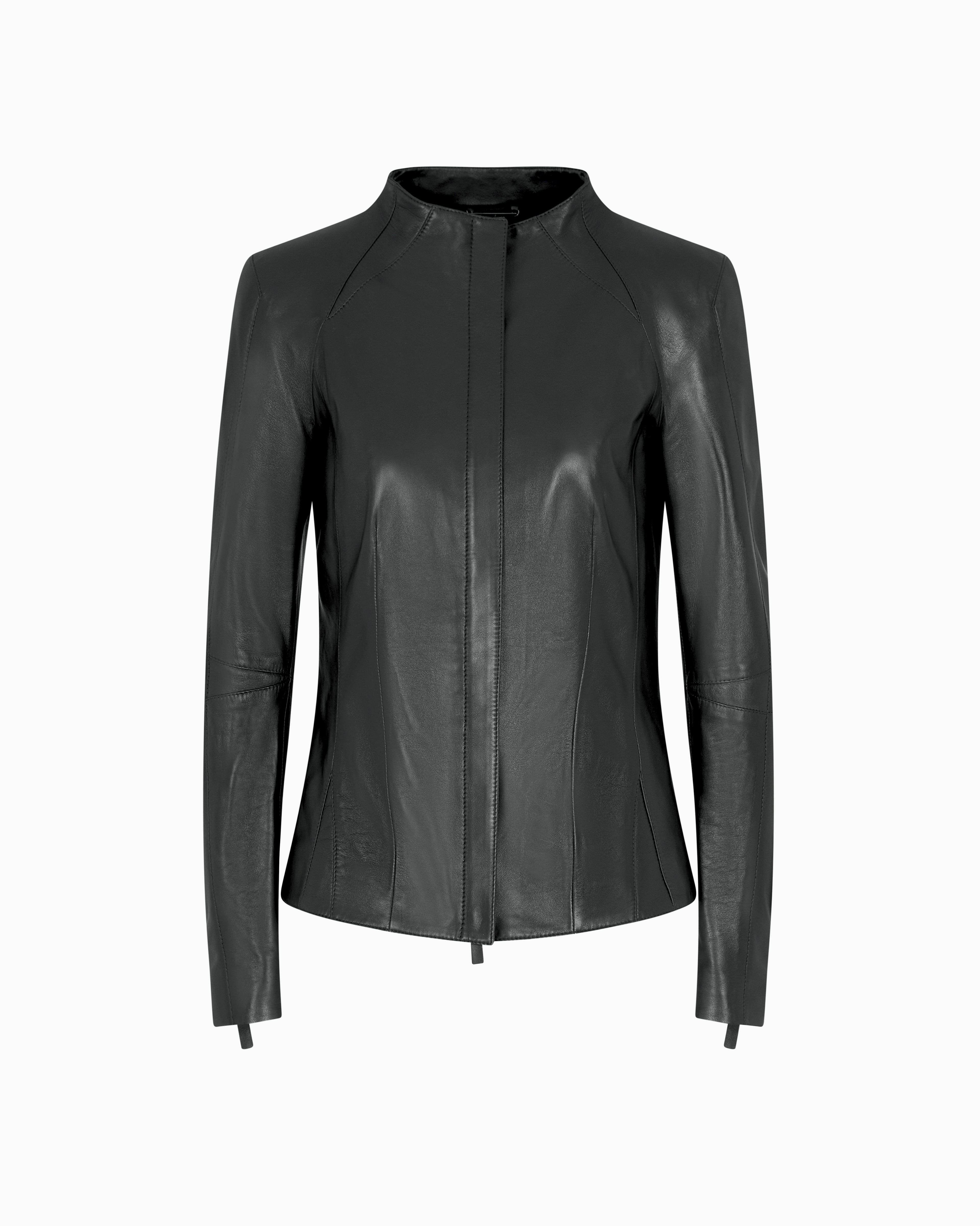 Giorgio Armani Leather Outerwear In Black