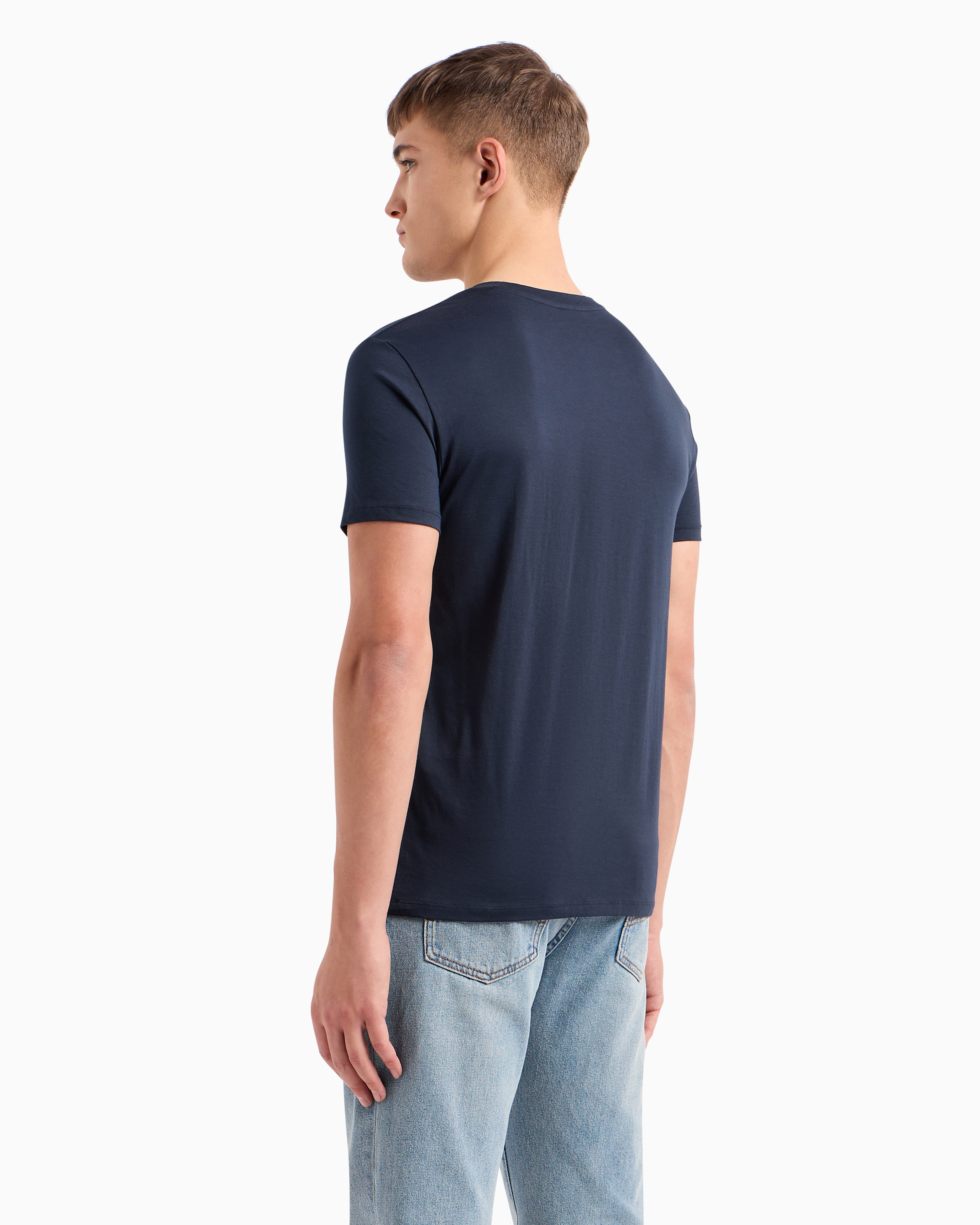 Armani Exchange - Slim fit Pima cotton T-shirt, Man, Navy Blue, Size: