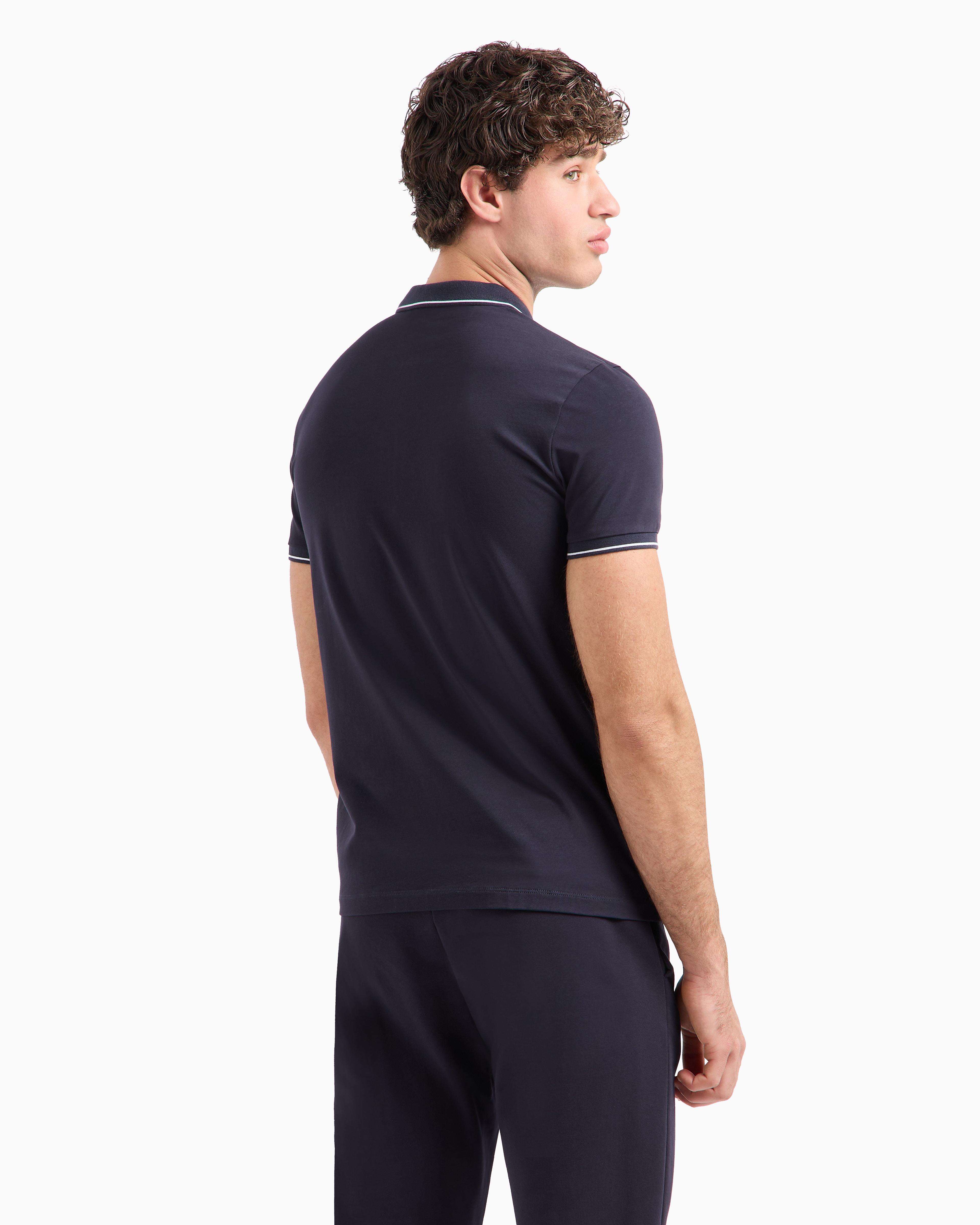 Polo with contrasting logo in cotton spandex | Armani Exchange