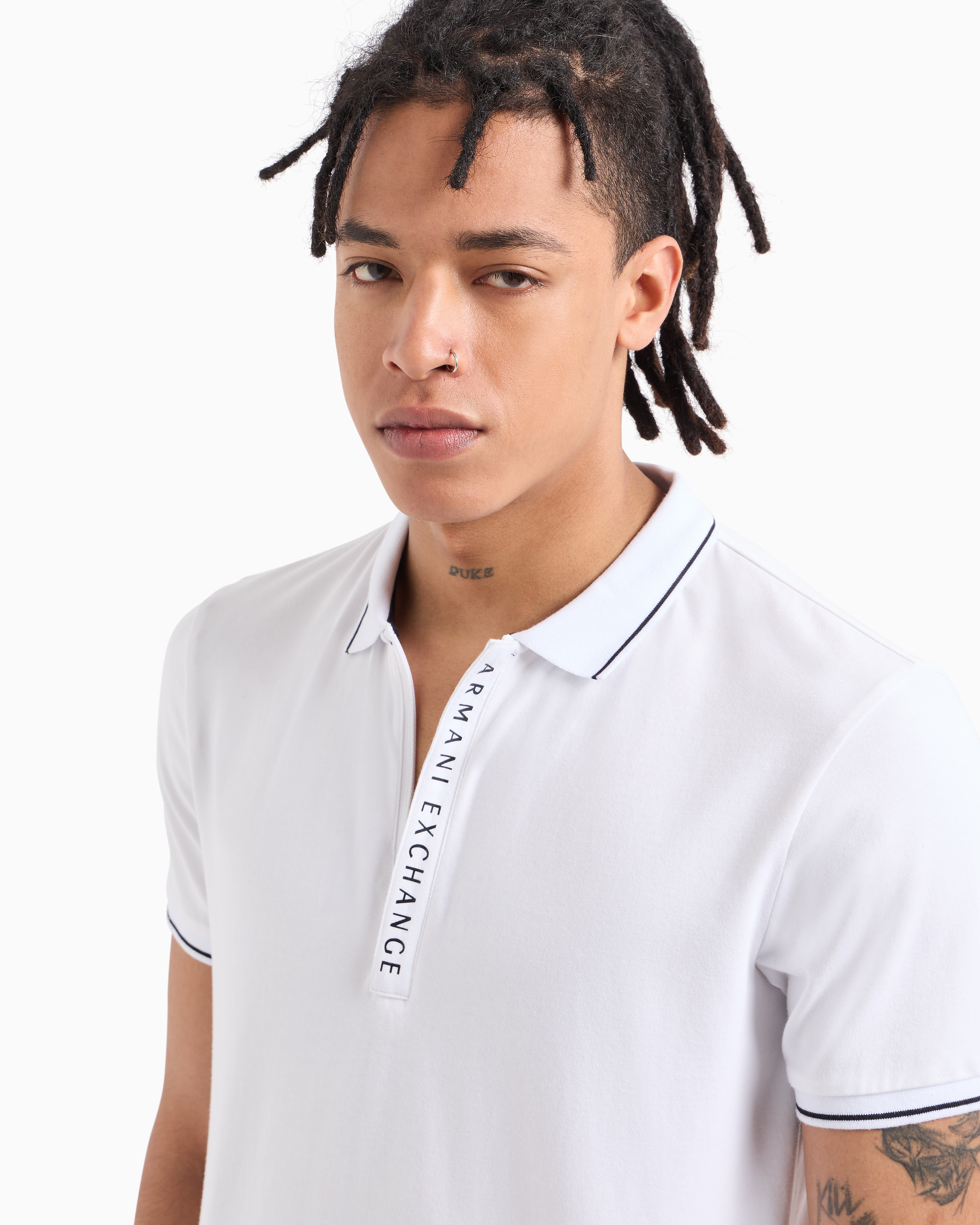 Polo with contrasting logo in cotton spandex | Armani Exchange