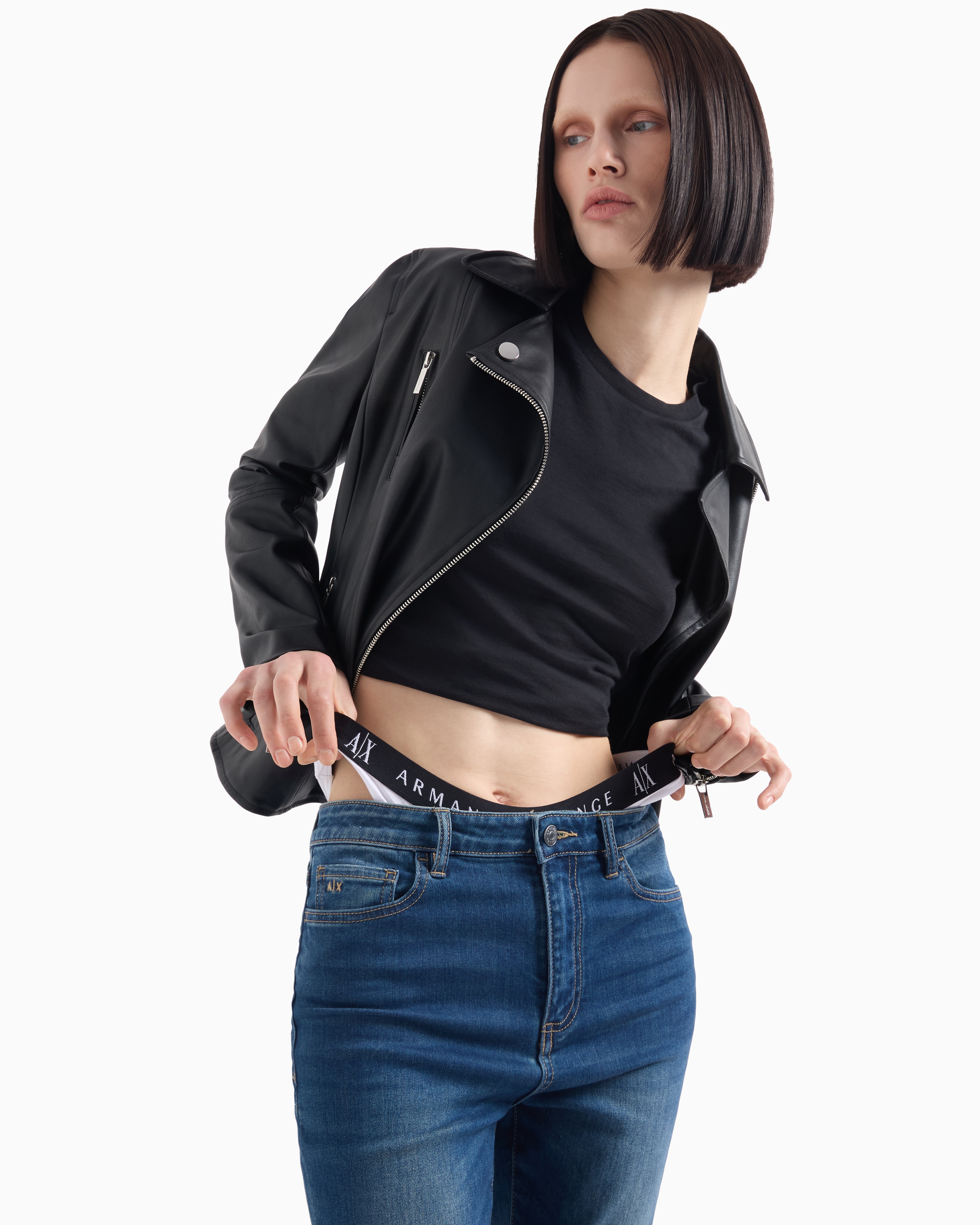 GIORGIO ARMANI◆Tシャツ/S/コットン/BLK クルーネックTシャツ オーガニックコットン ジャージー