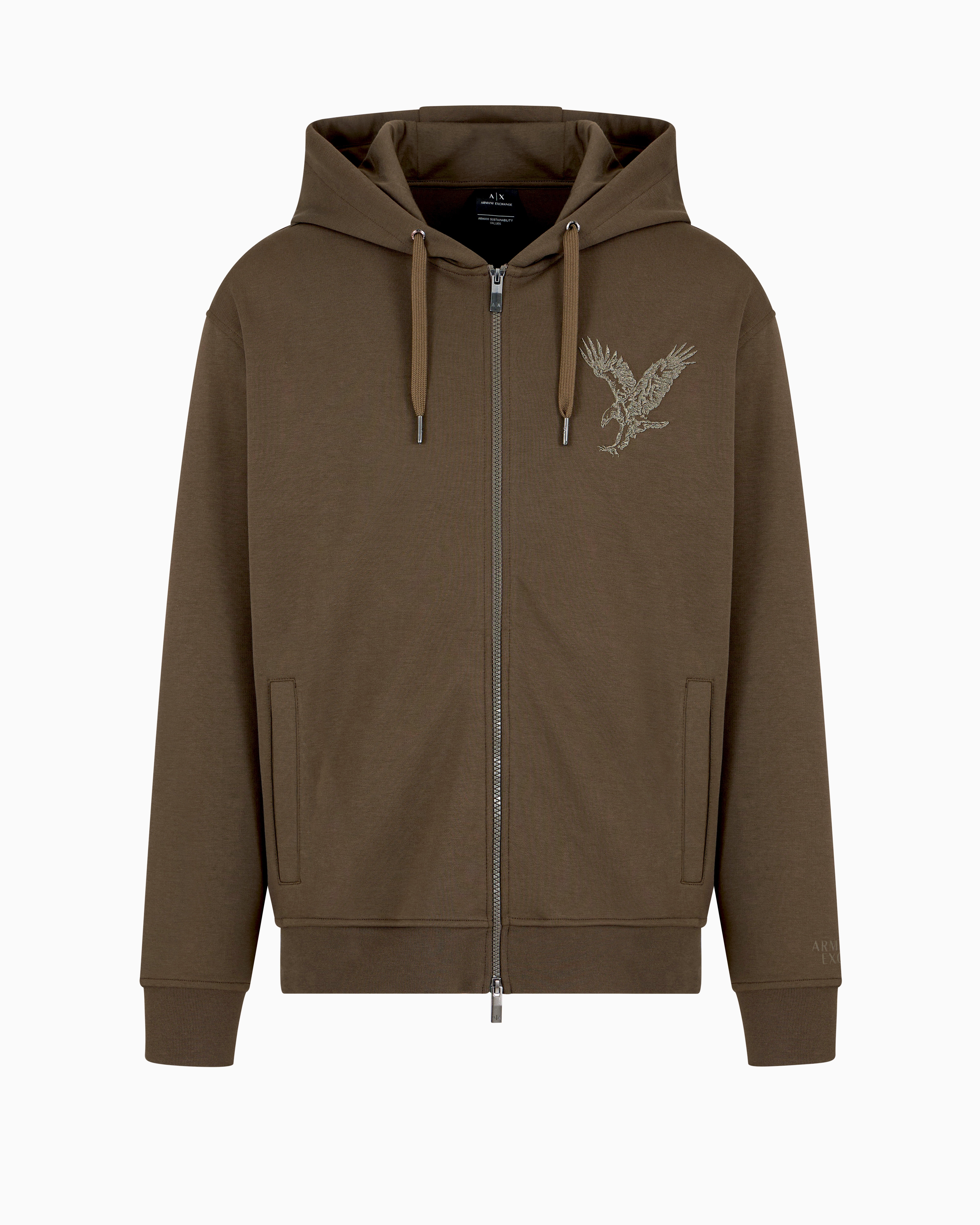 Armani Exchange Official Store Zip-up Sweatshirts In Verde Militare