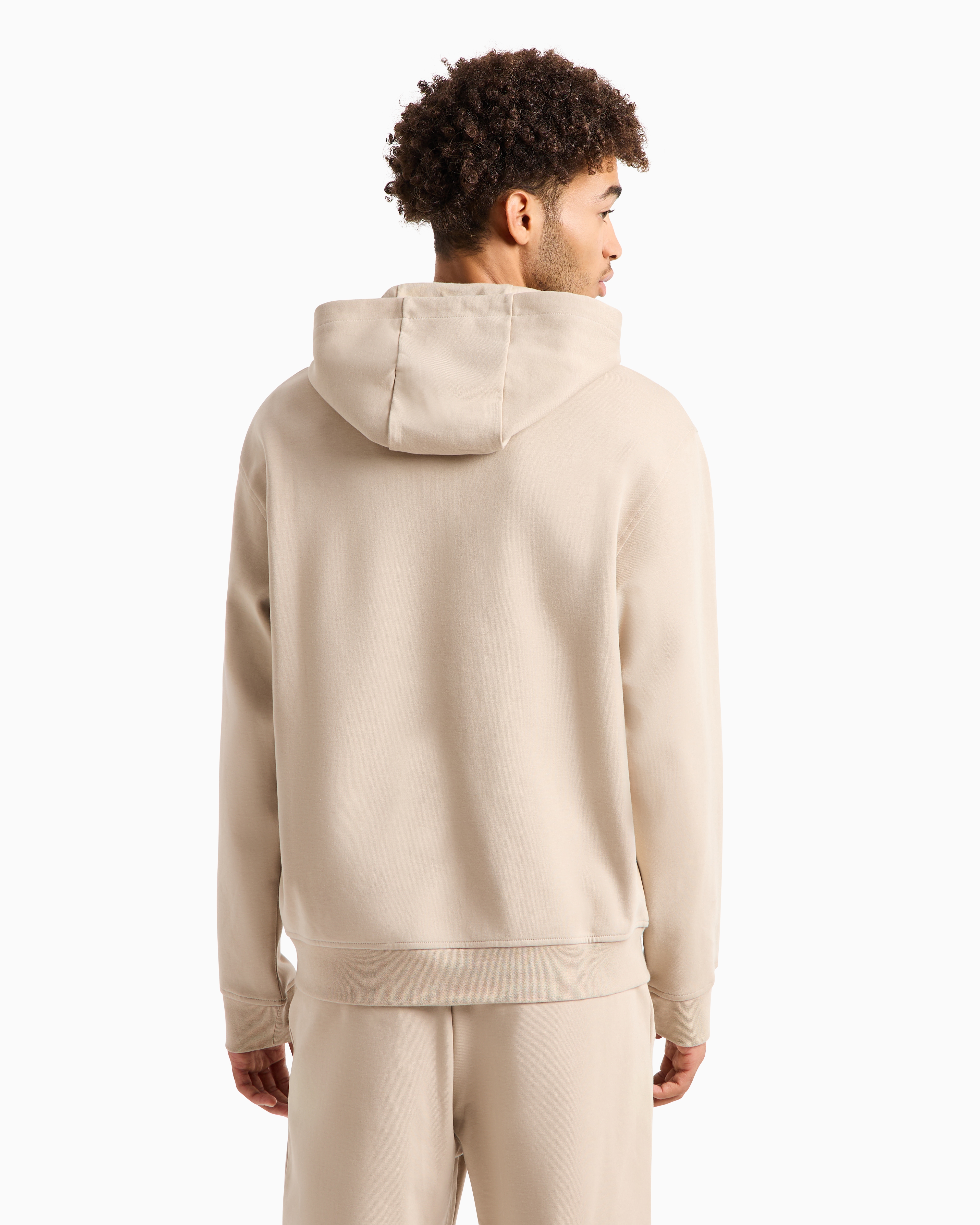 【EMPORIO ARMANI】 Men's Zigzag Embroidered Hoodie: ★ Beige A|X ARMANI EXCHANGE mens Icon Project Embroidered Zip Up