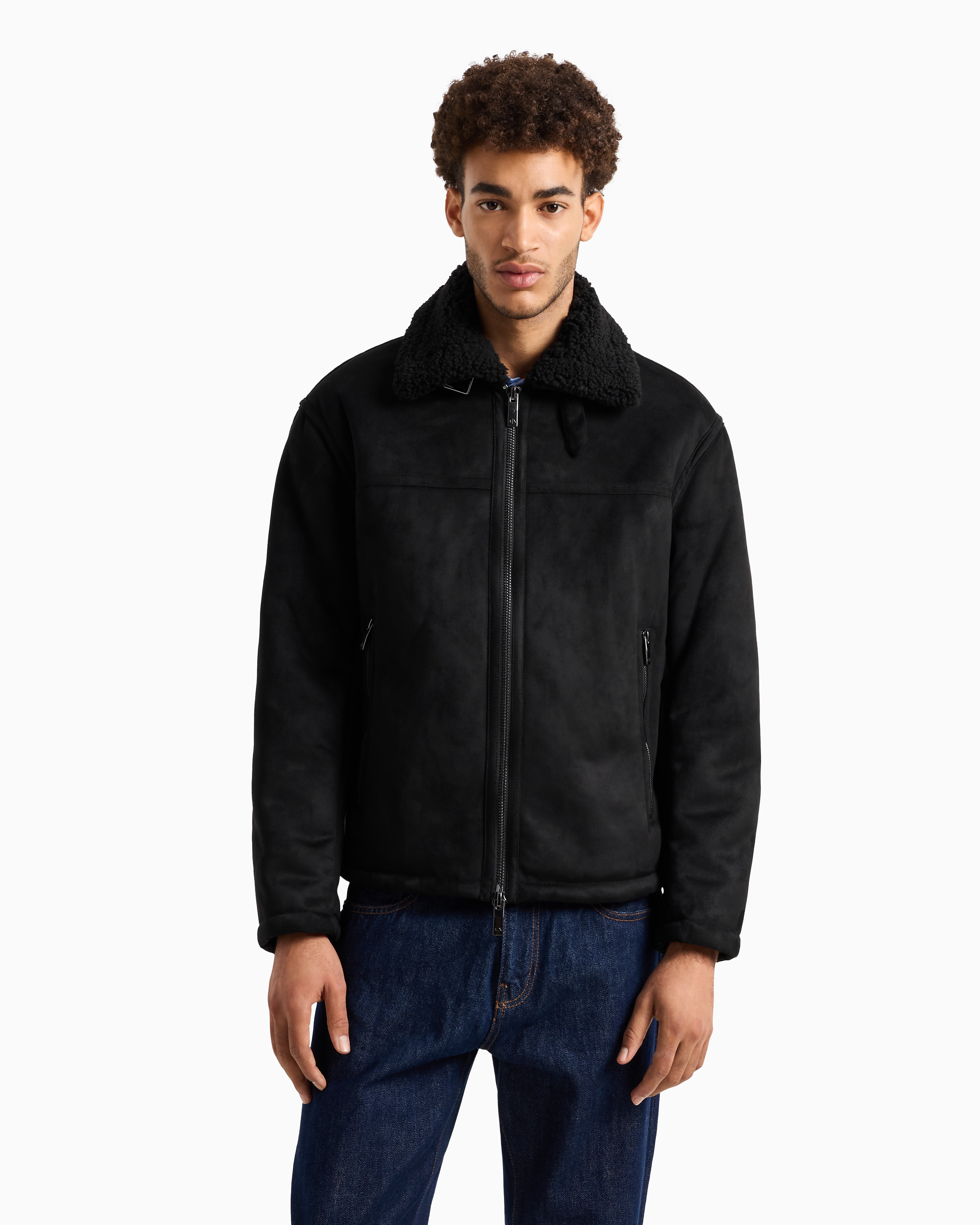 Shop Armani Exchange Coated Fabric Jacket With Soft Interior A Line In Black