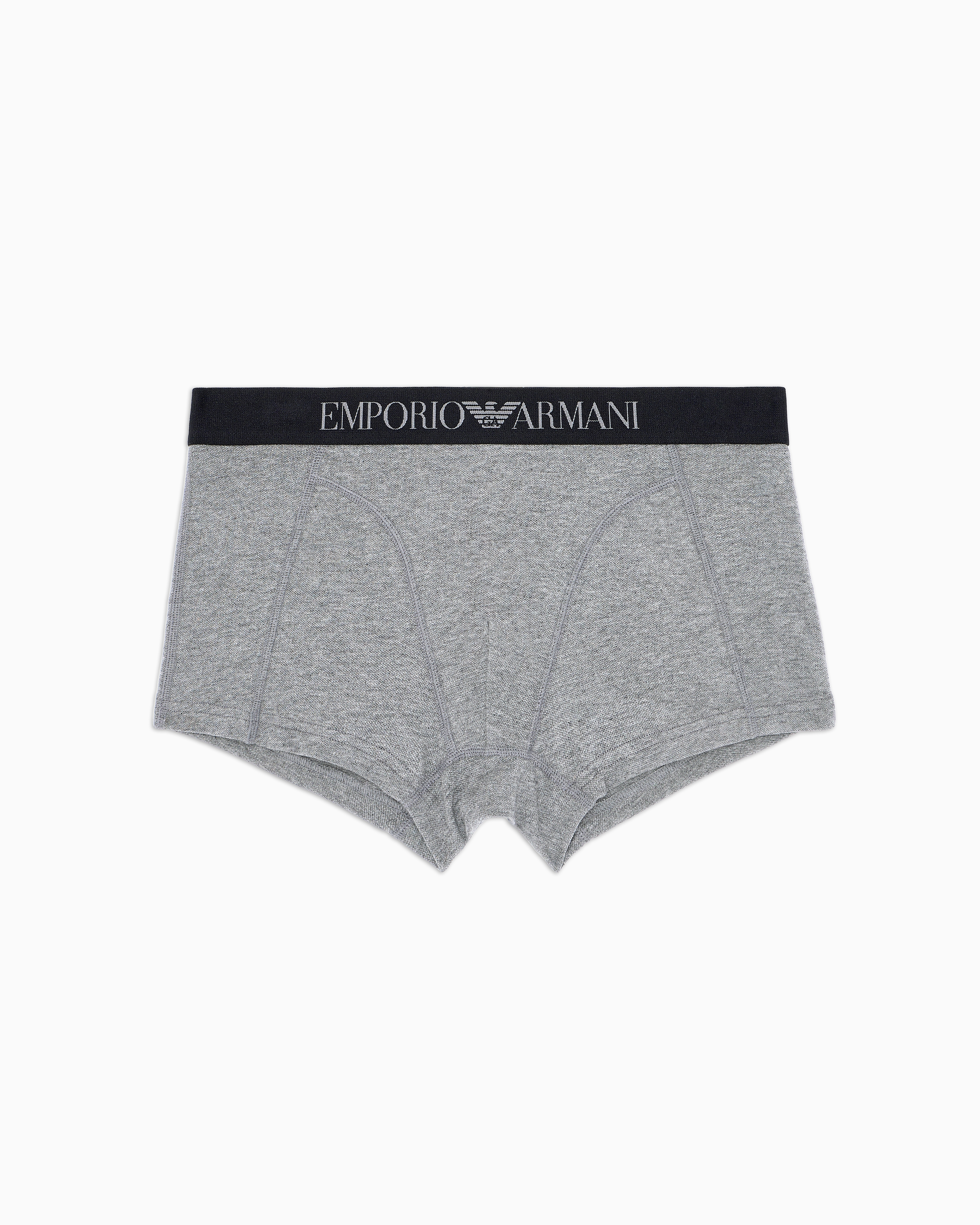 Shop Emporio Armani Eng Anliegende Boxershorts Aus Pikee-stretch Mit Logobund In Grau