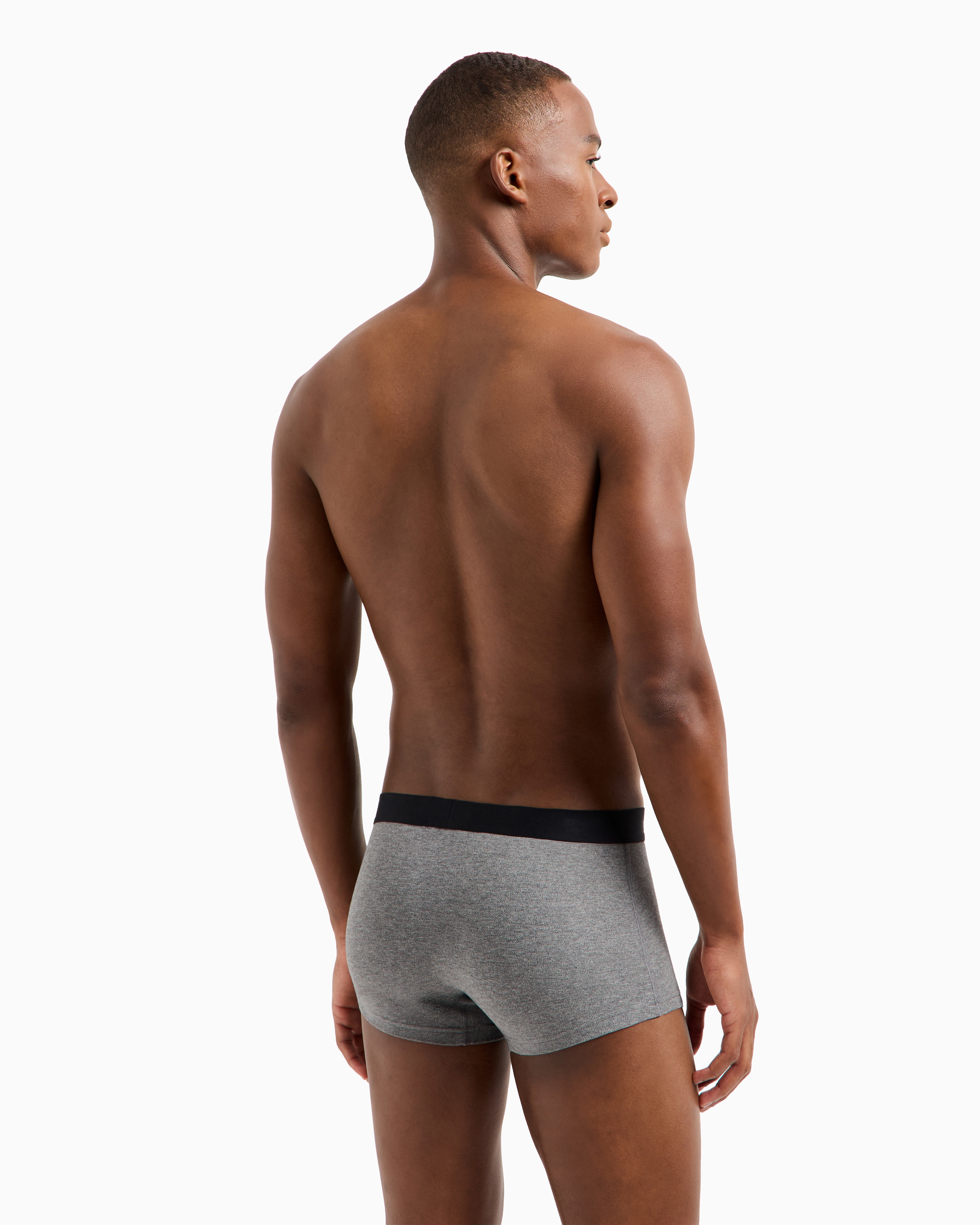 Shop Emporio Armani Eng Anliegende Boxershorts Aus Pikee-stretch Mit Logobund In Grau