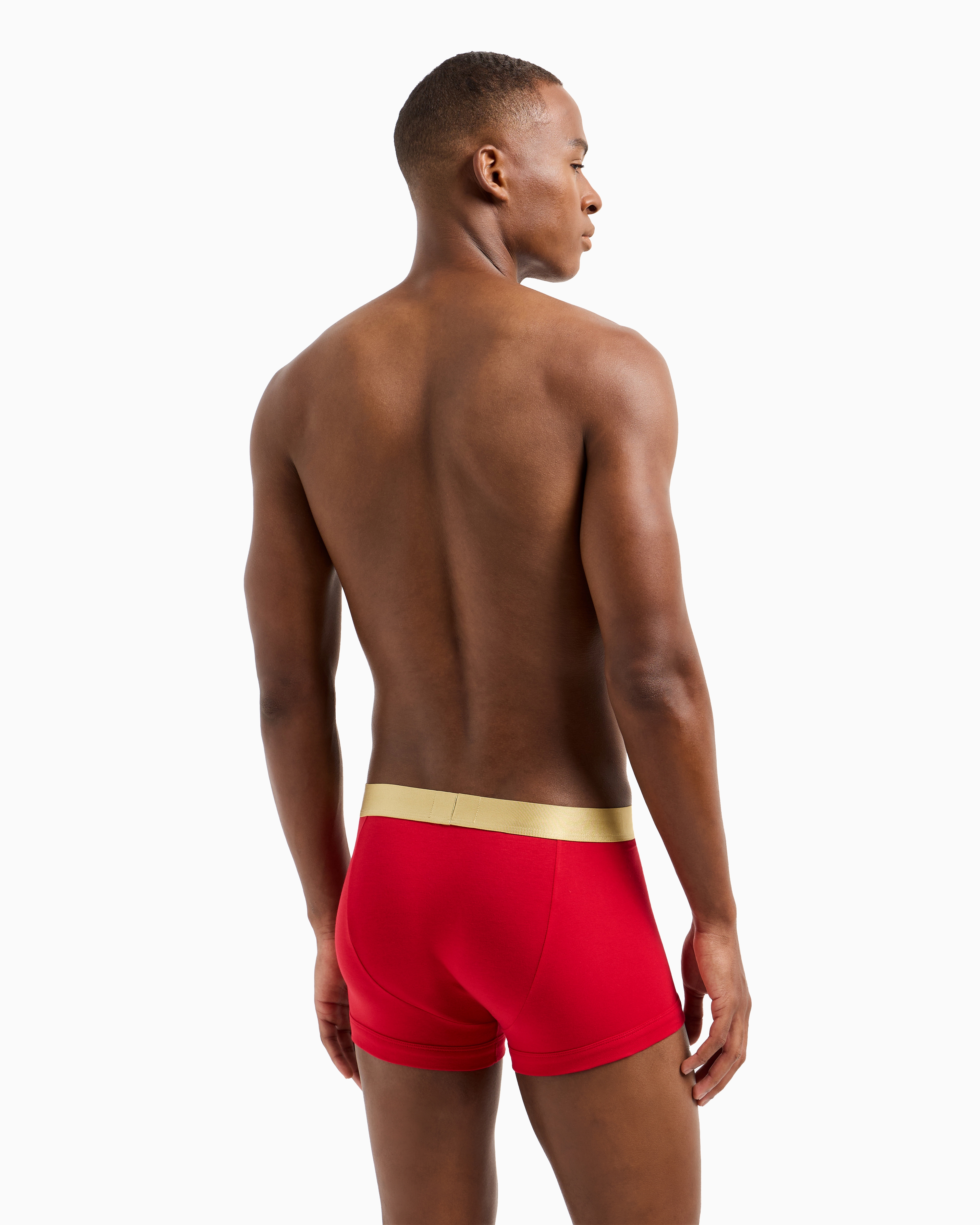 Shop Emporio Armani Eng Anliegende Boxershorts Mit Elastischem, Glänzendem Logobund In Rot