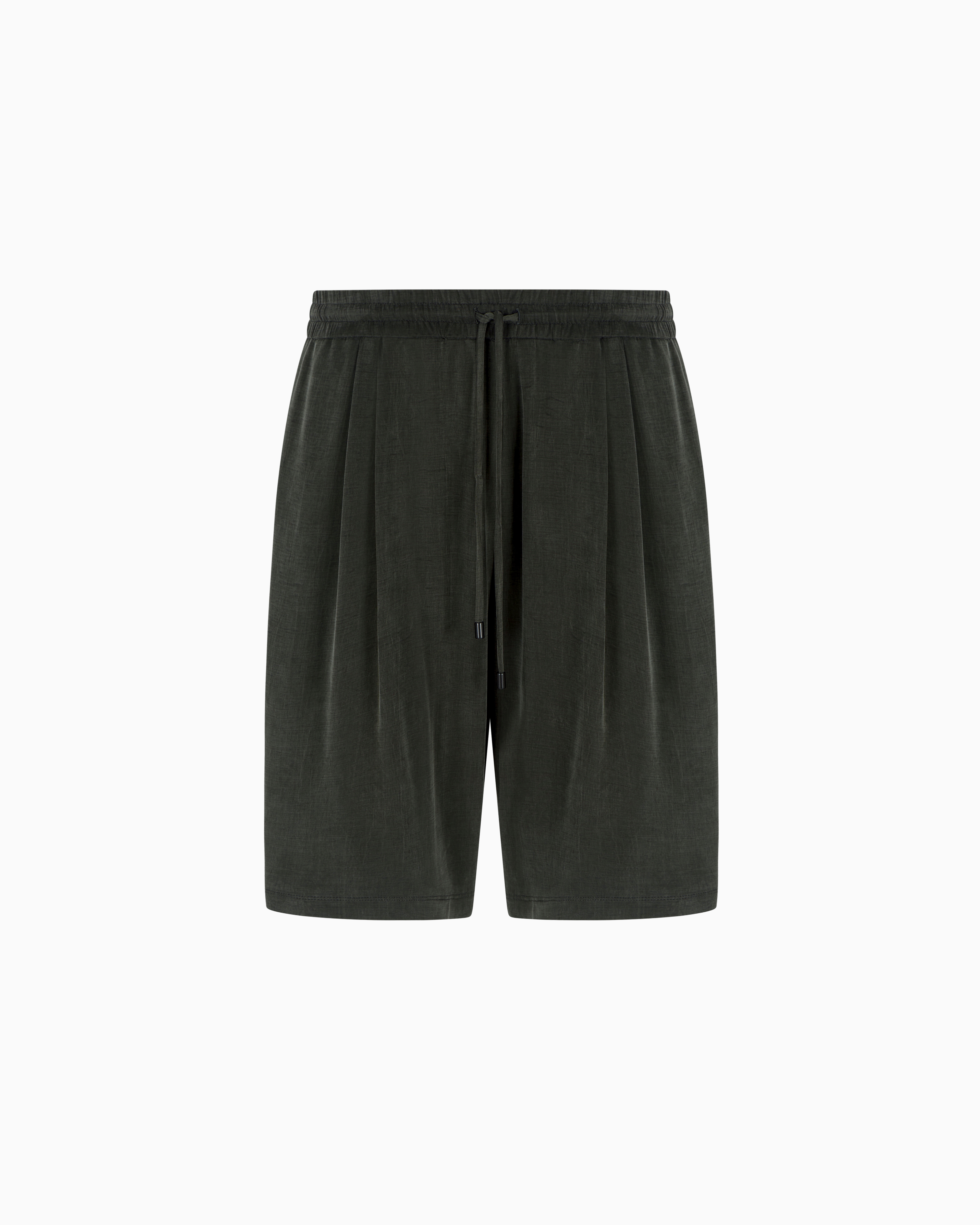 Giorgio Armani Stretch Cupro Bermuda Shorts In Green
