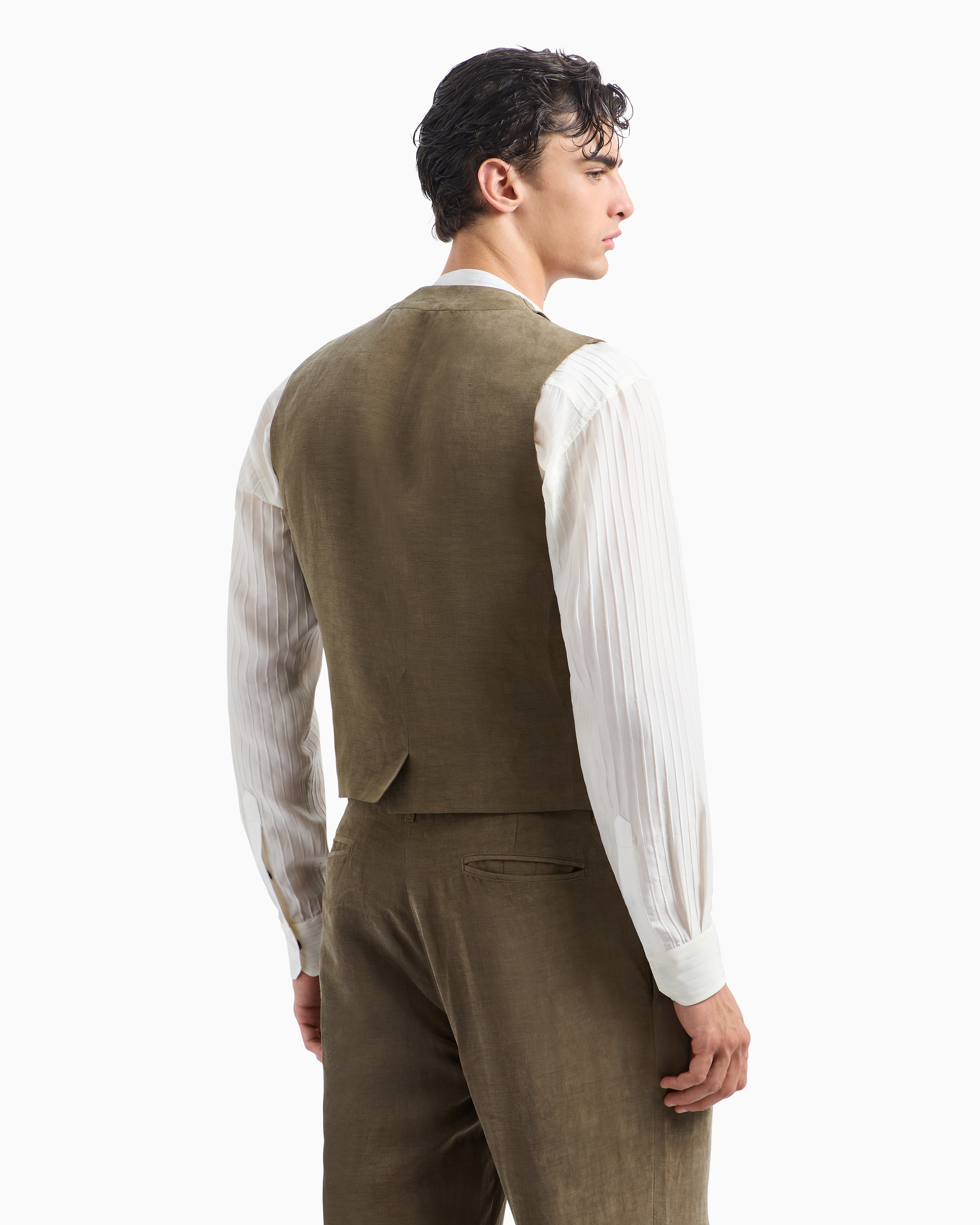 Giorgio Armani Double-breasted Linen And Lyocell Waistcoat