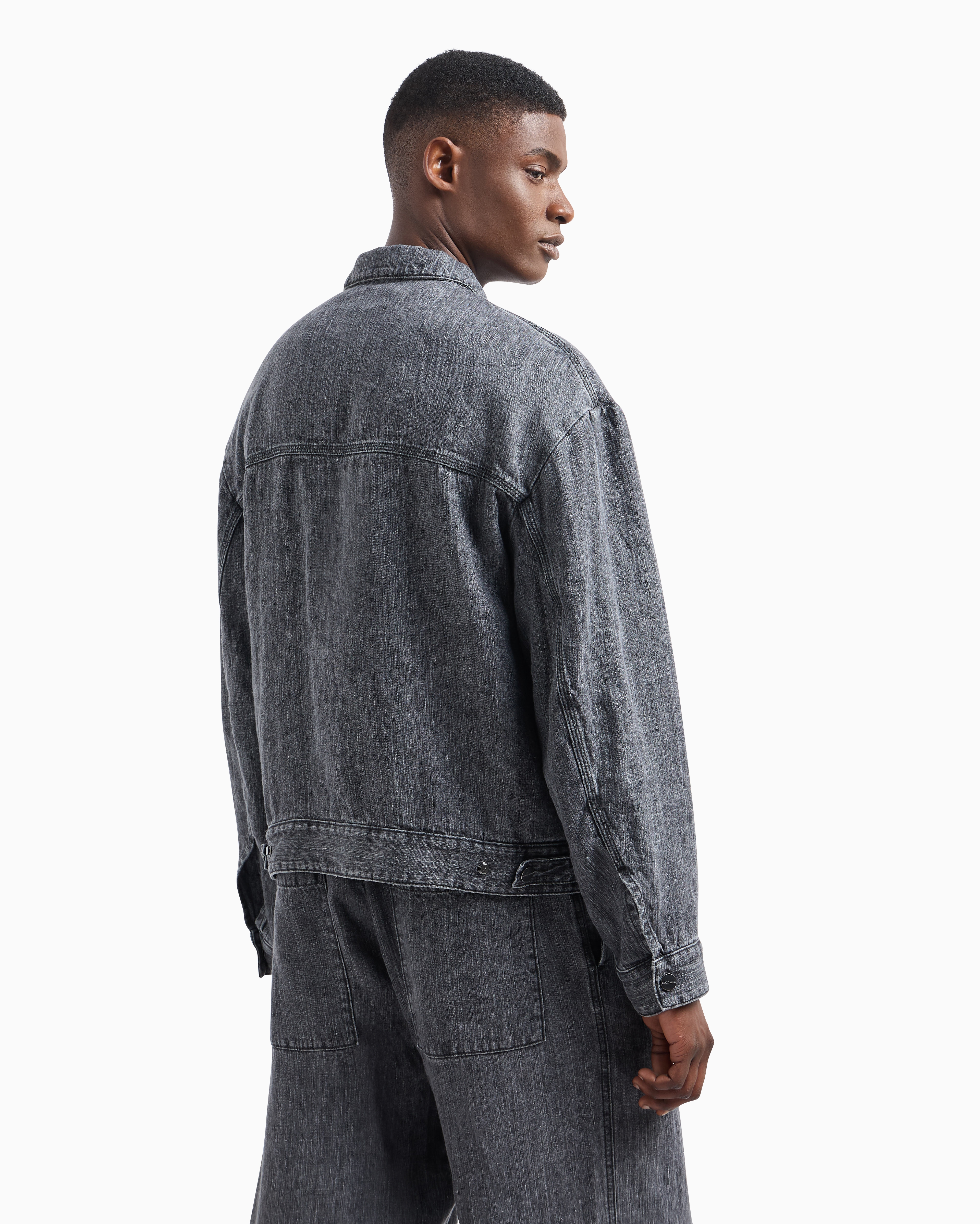 Giorgio Armani Denim Collection Linen Blouson In Gray