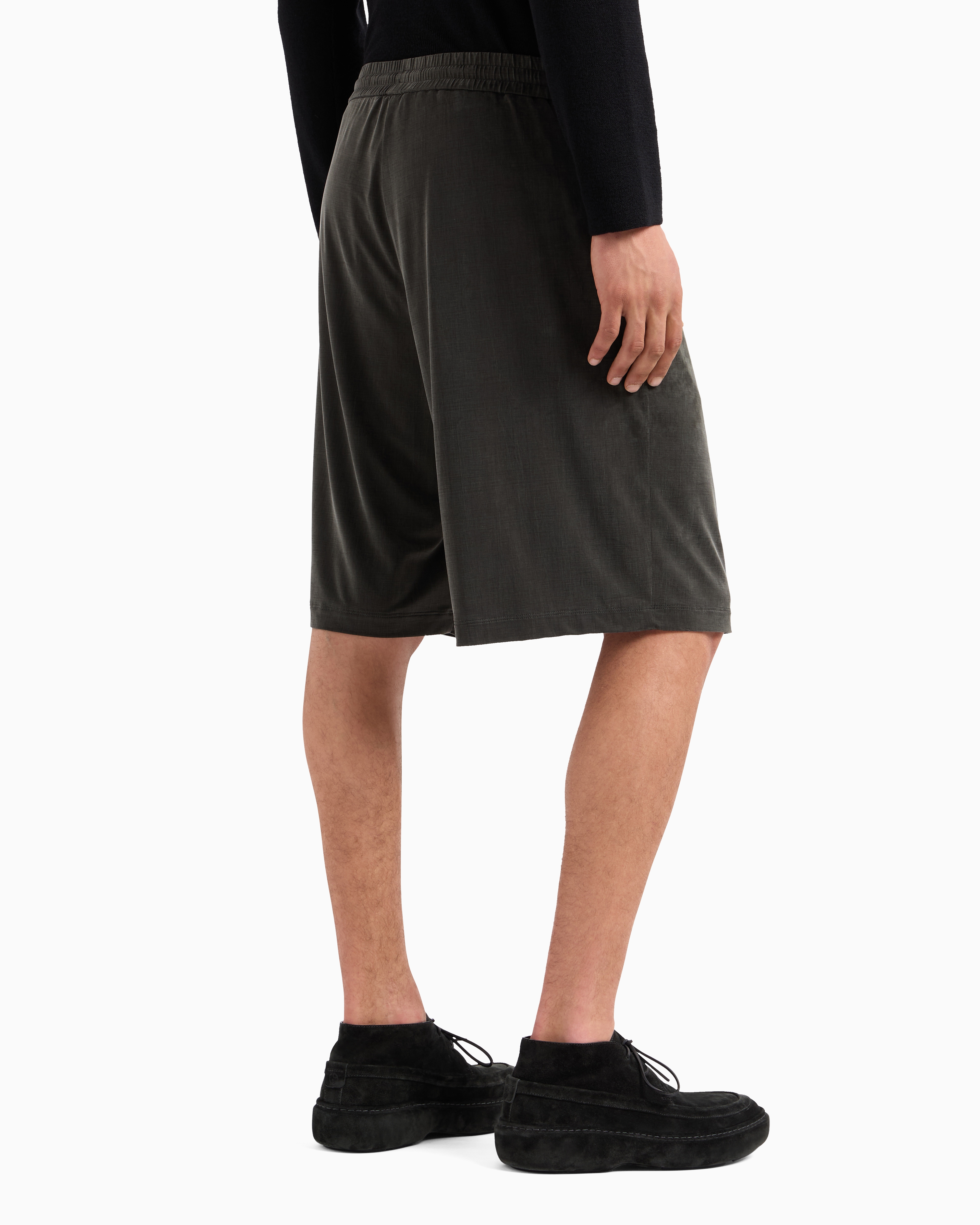 Giorgio Armani Stretch Cupro Bermuda Shorts In Green