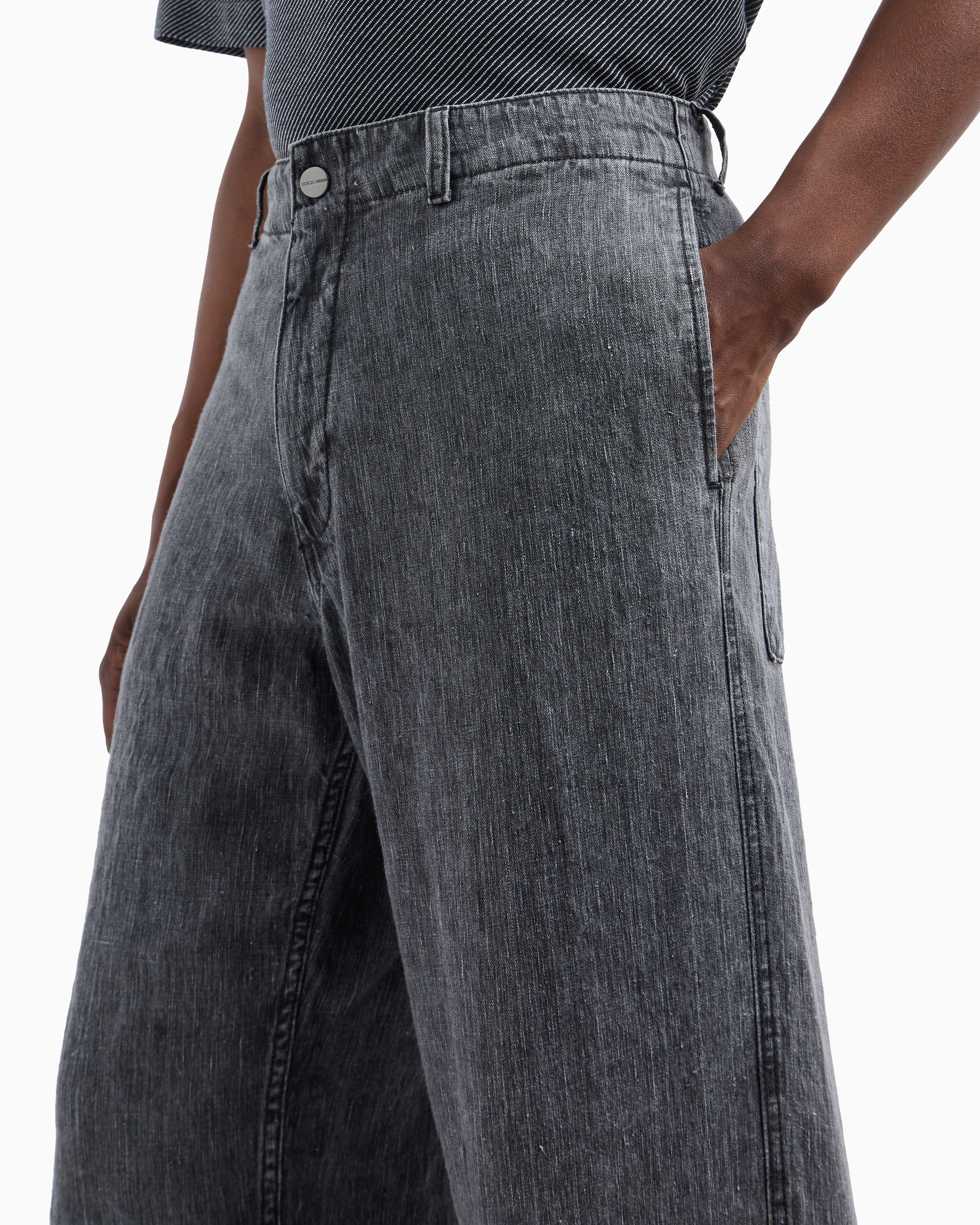 Giorgio Armani Denim Collection Linen Jeans In Gray