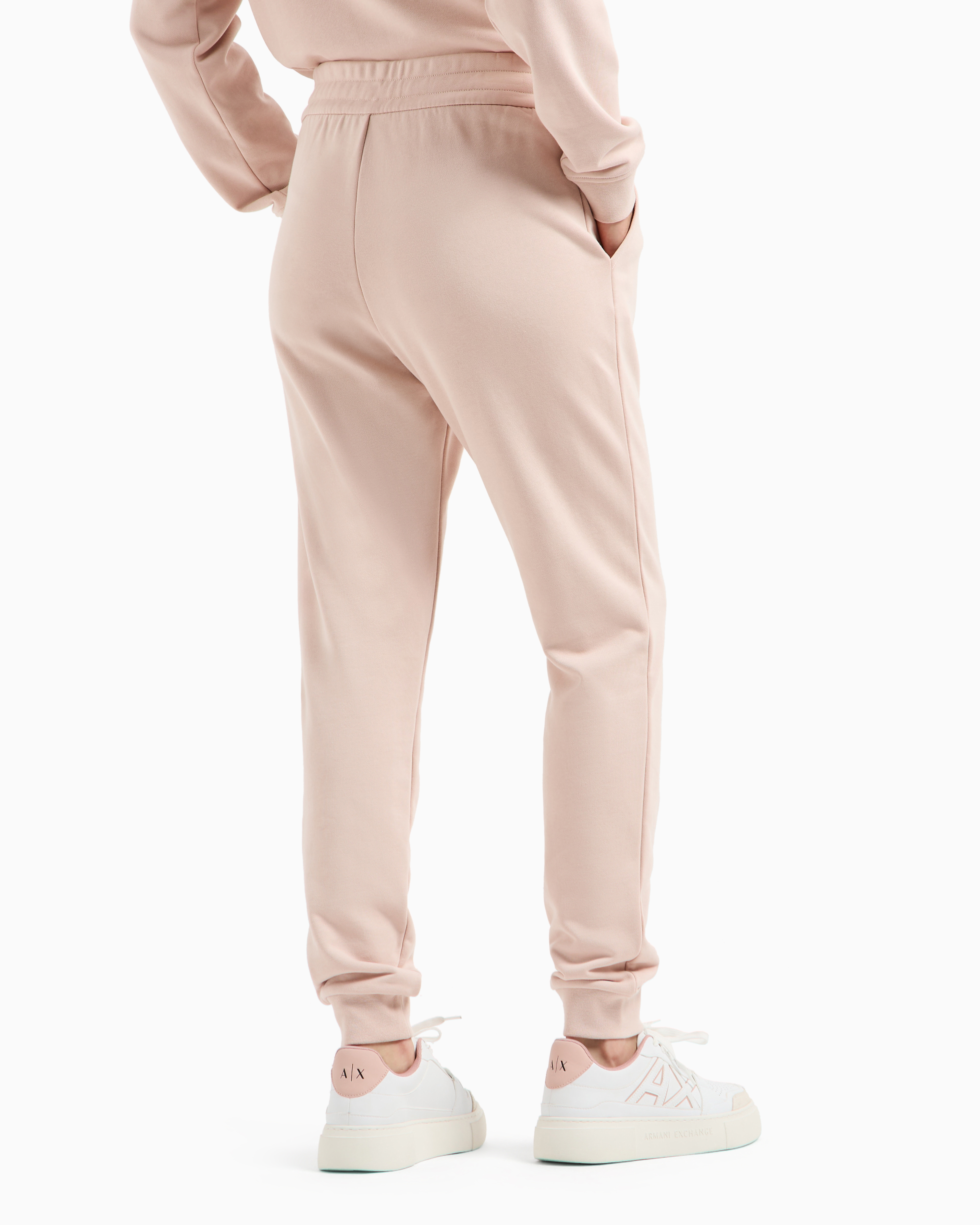 Shop Armani Exchange Soft Yarn Jogger Pants With Logo In Pink