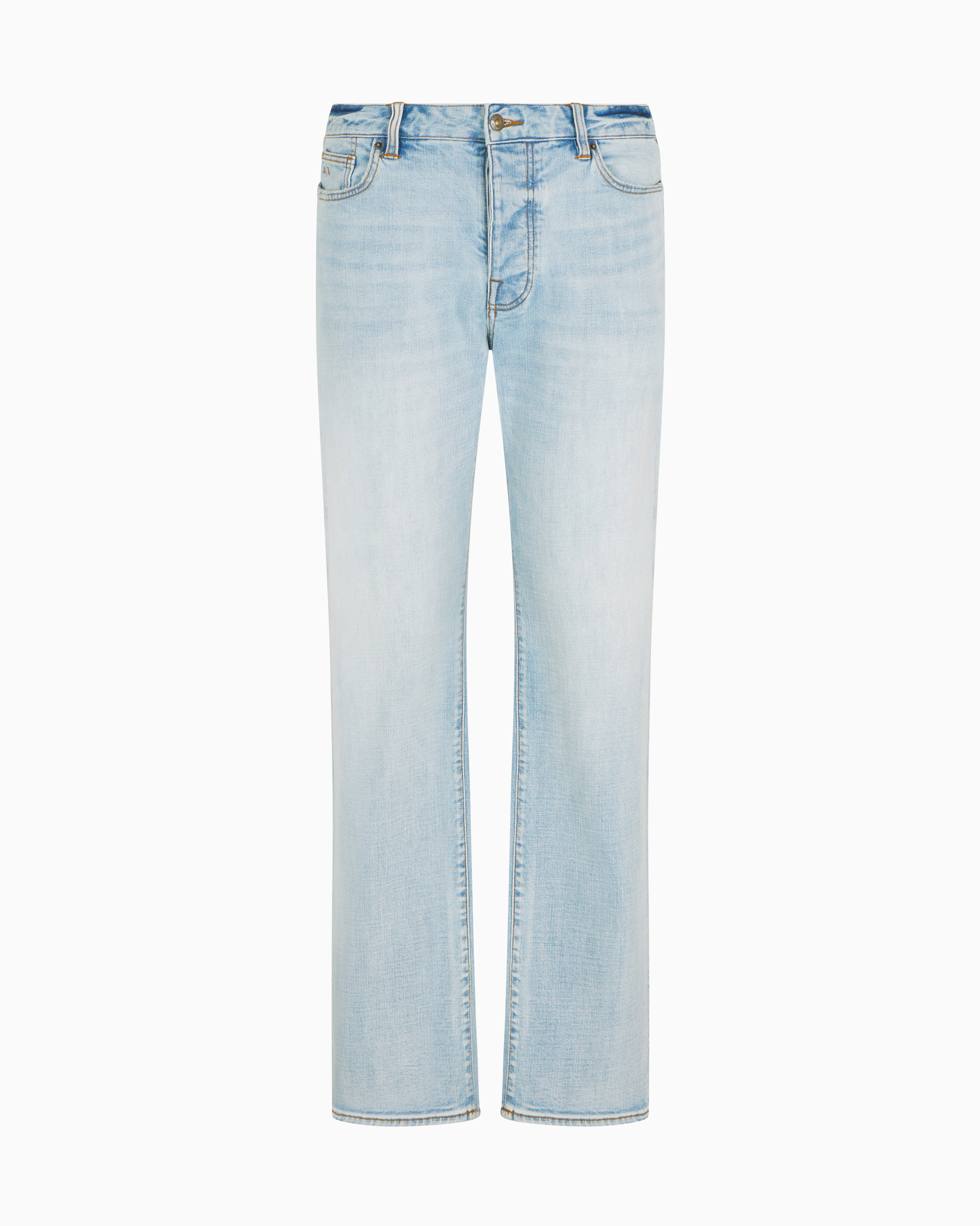 Armani Exchange J88 Relaxed Straight Jeans In Stone Washed Cotton Denim In Blue