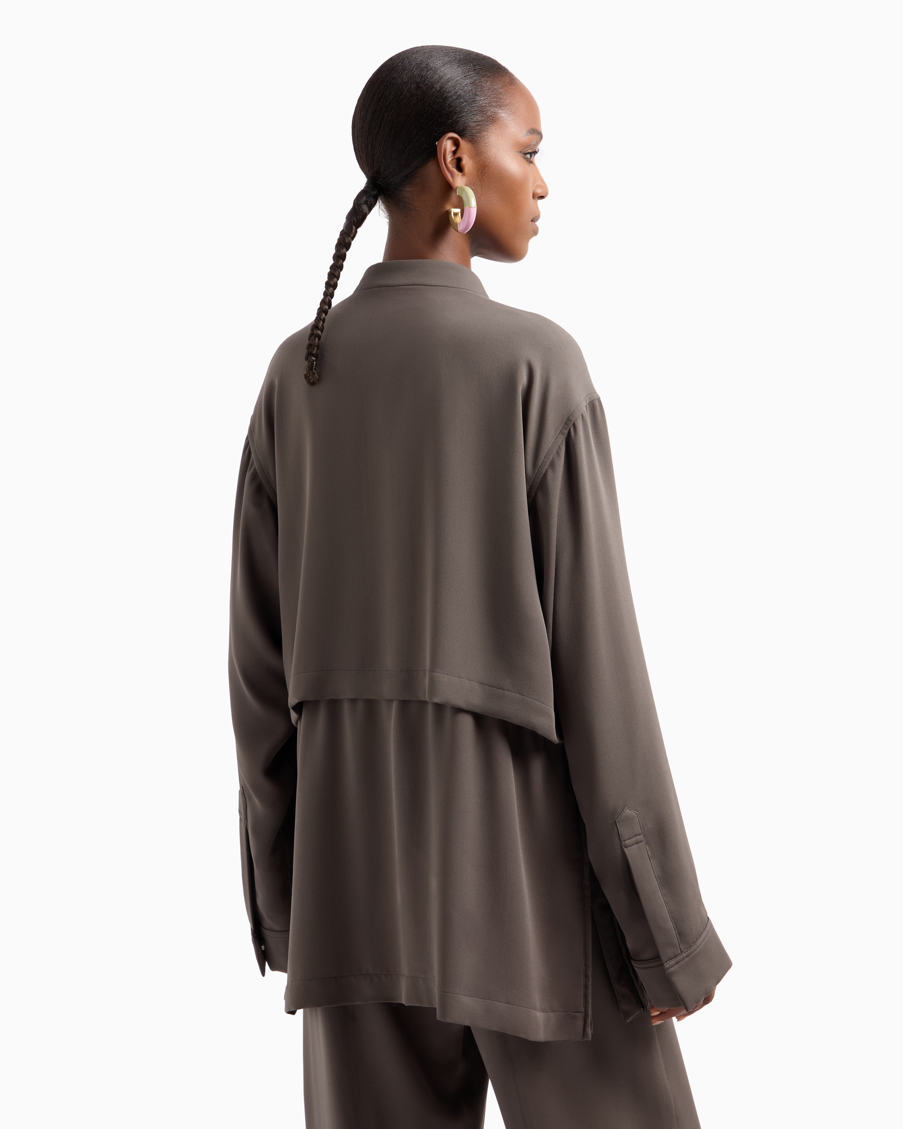 Giorgio Armani Triple Silk Georgette Pea Coat