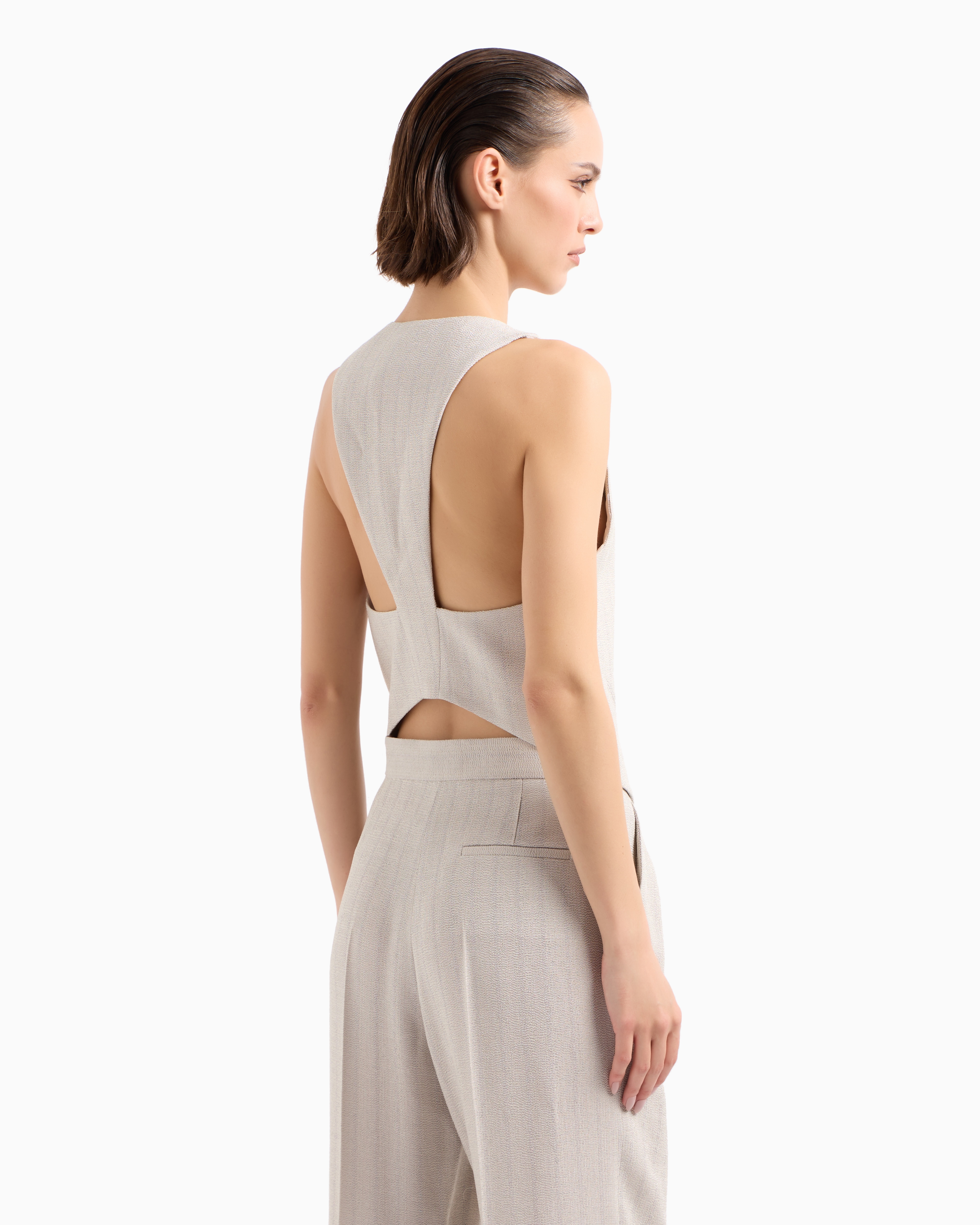 Giorgio Armani Single-breasted Waistcoat In Armure Viscose Crêpe