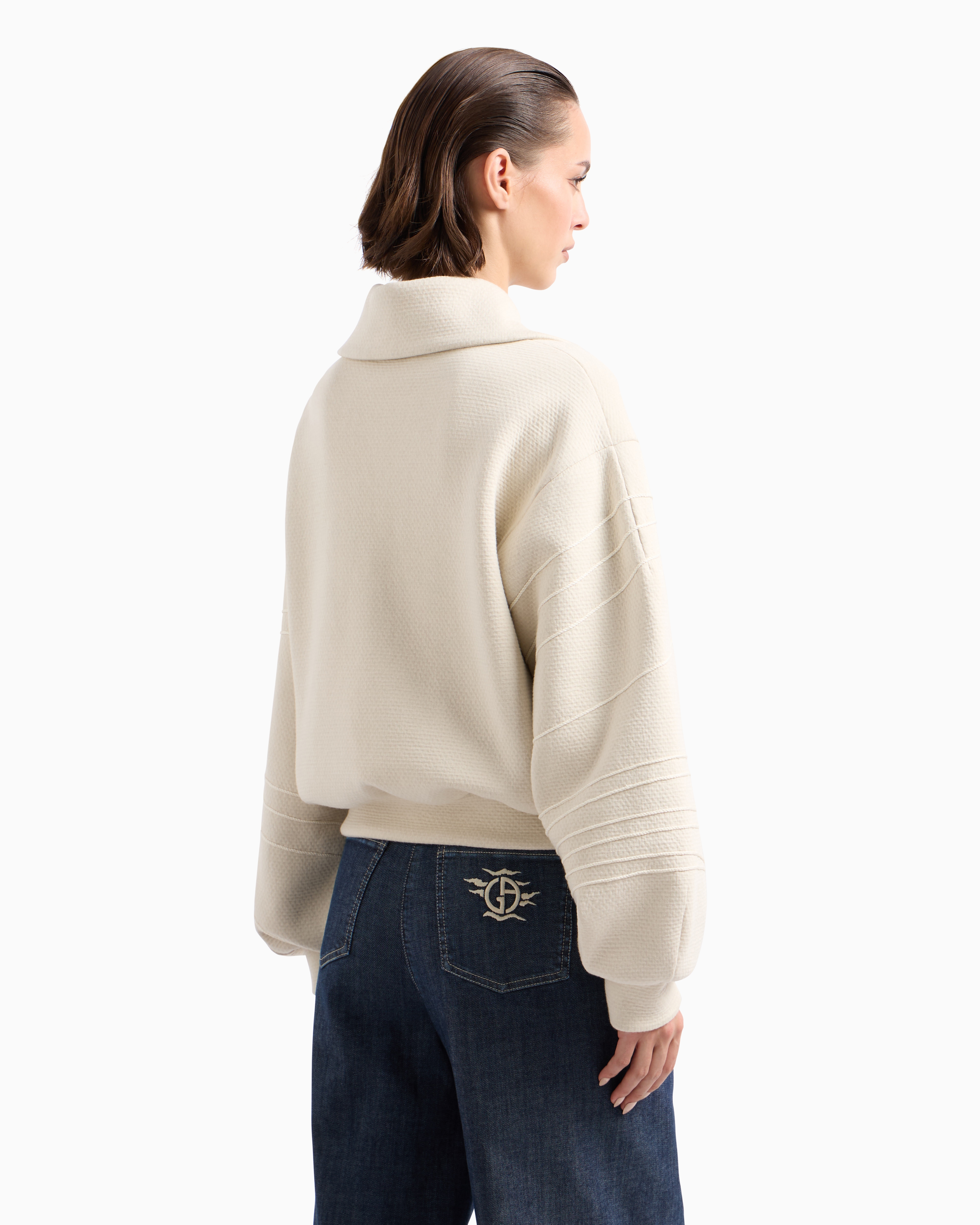 Giorgio Armani Cotton And Linen-blend Jersey Sweatshirt In White