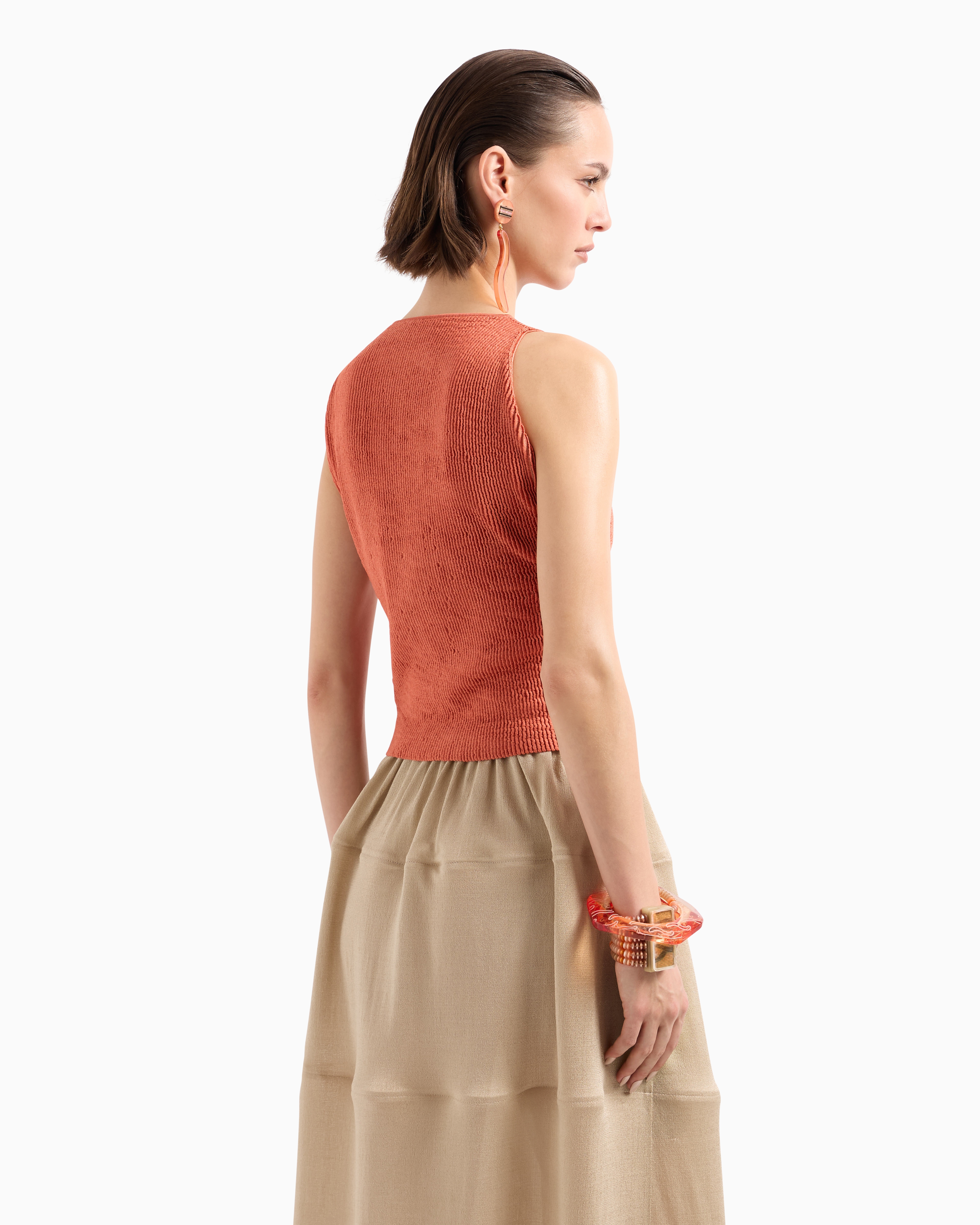 Giorgio Armani Stretch Silk And Viscose Blend Bustier Top