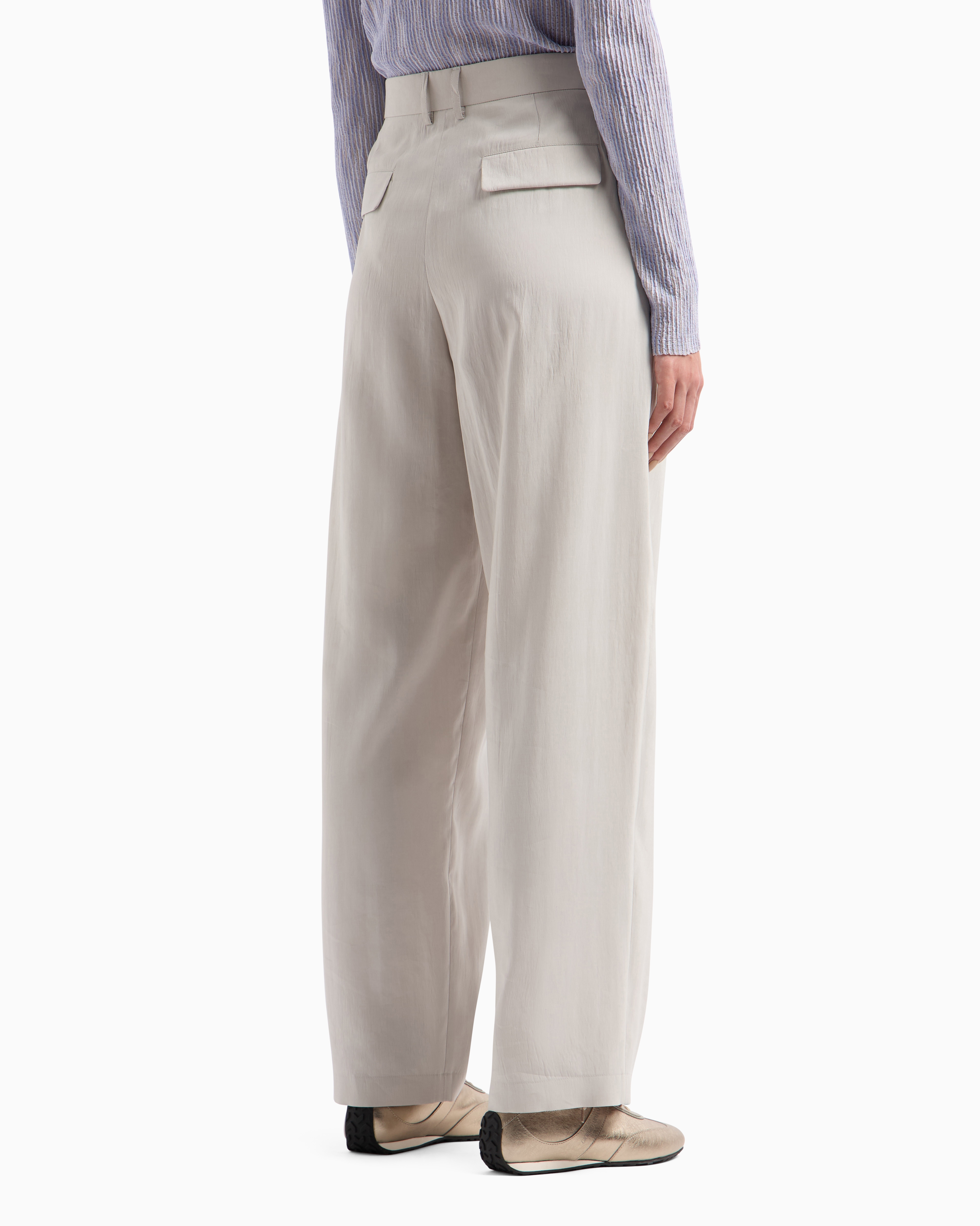 Giorgio Armani Washed Silk Single-dart Trousers In Grey