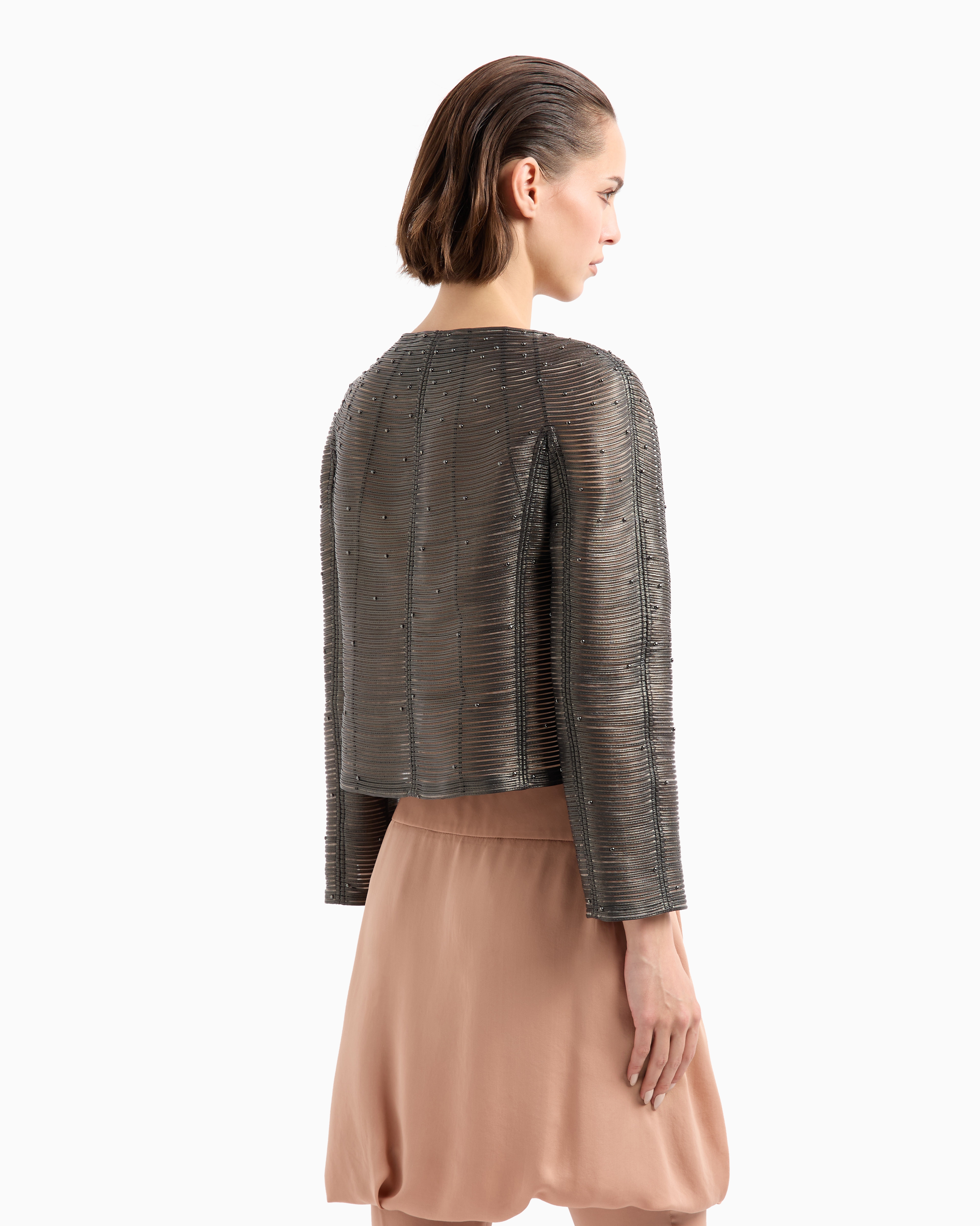 Giorgio Armani Pearlised Nappa Leather Jacket With Applied Studs