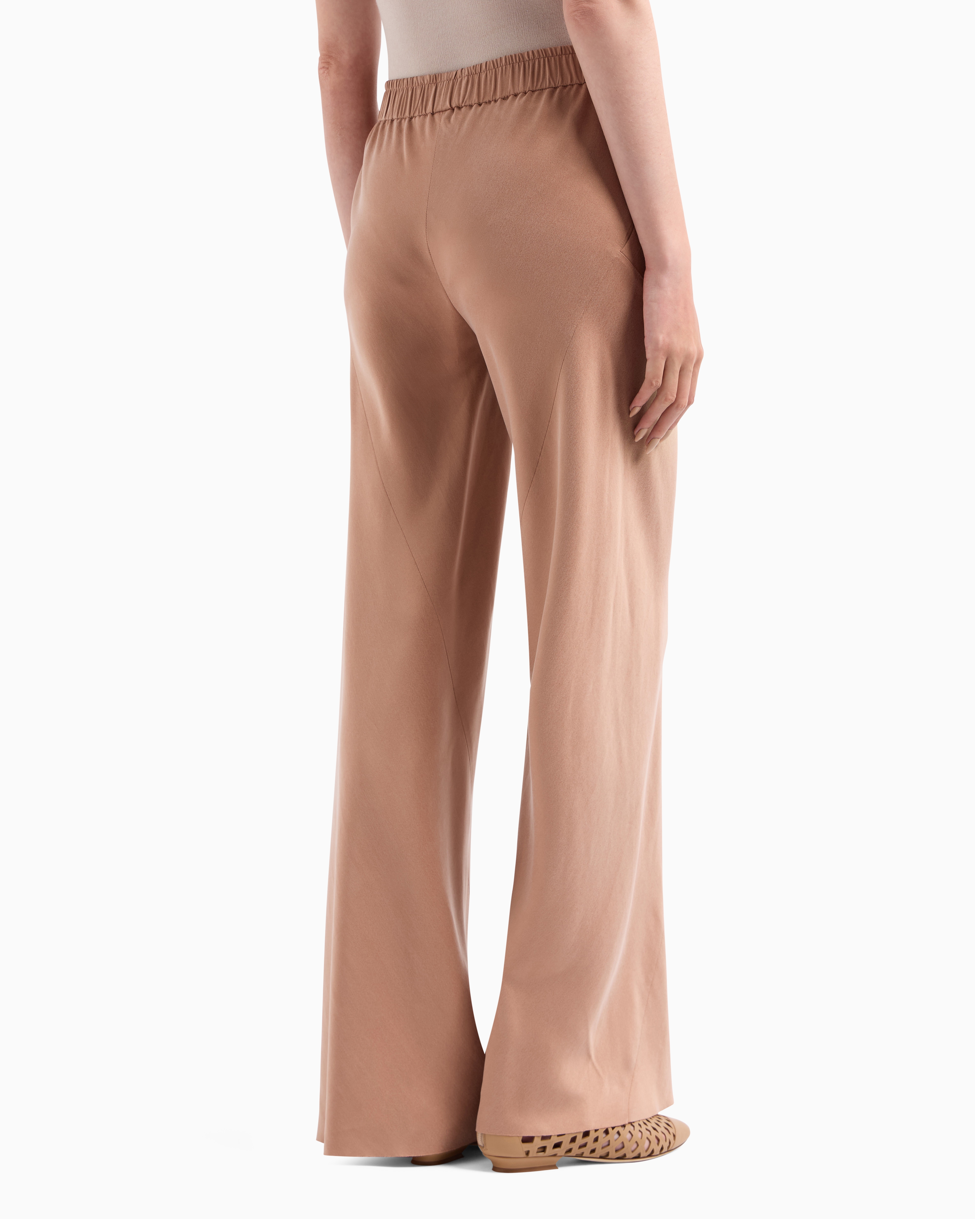 Giorgio Armani Washed Viscose And Silk Flared Trousers In Orange
