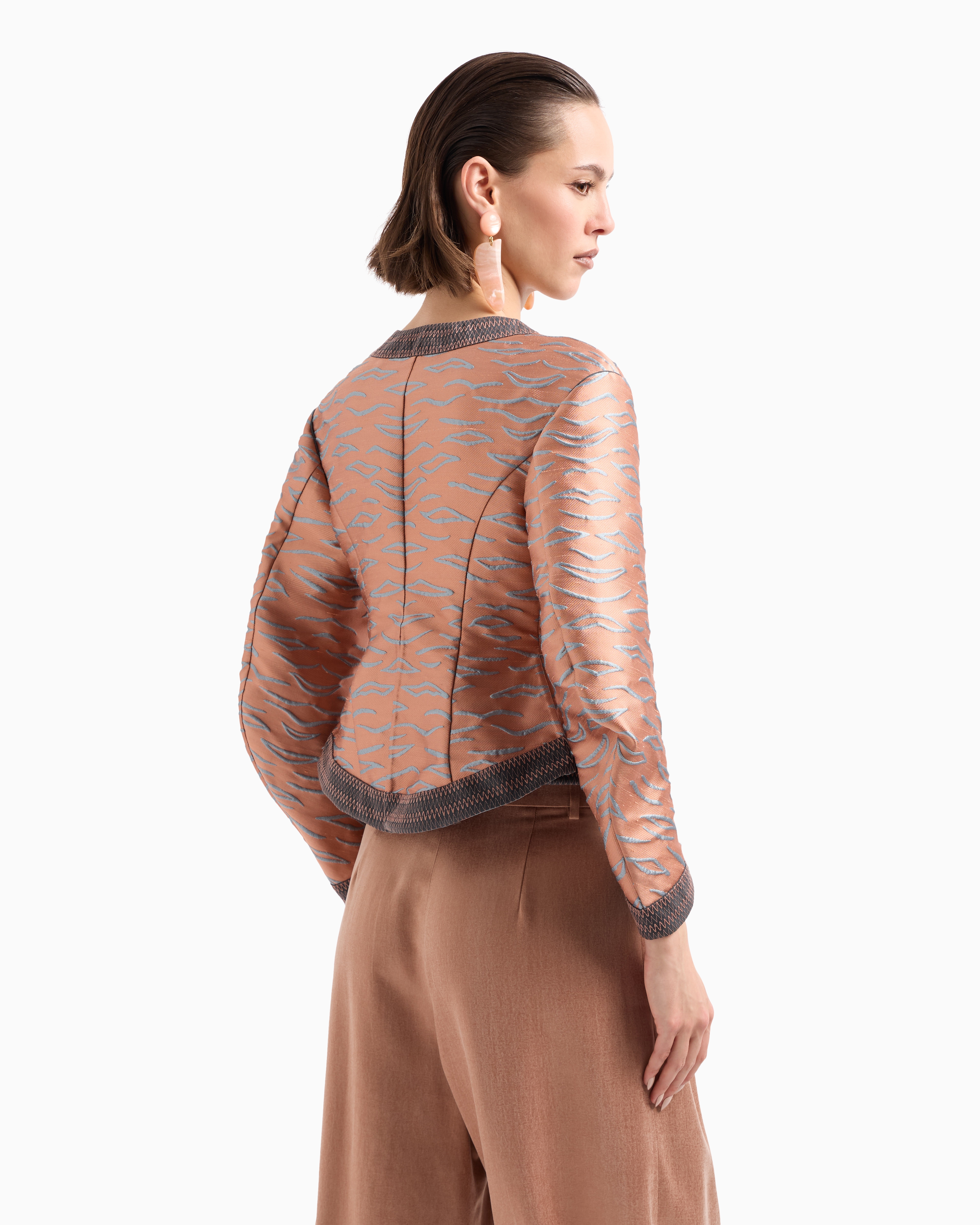 Giorgio Armani Short Jacket In A Jacquard Silk Blend